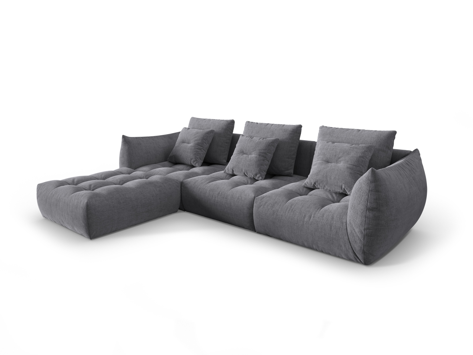 Micadoni Ecksofa Bloom 2-Sitzer Strukturierter Stoff Grau