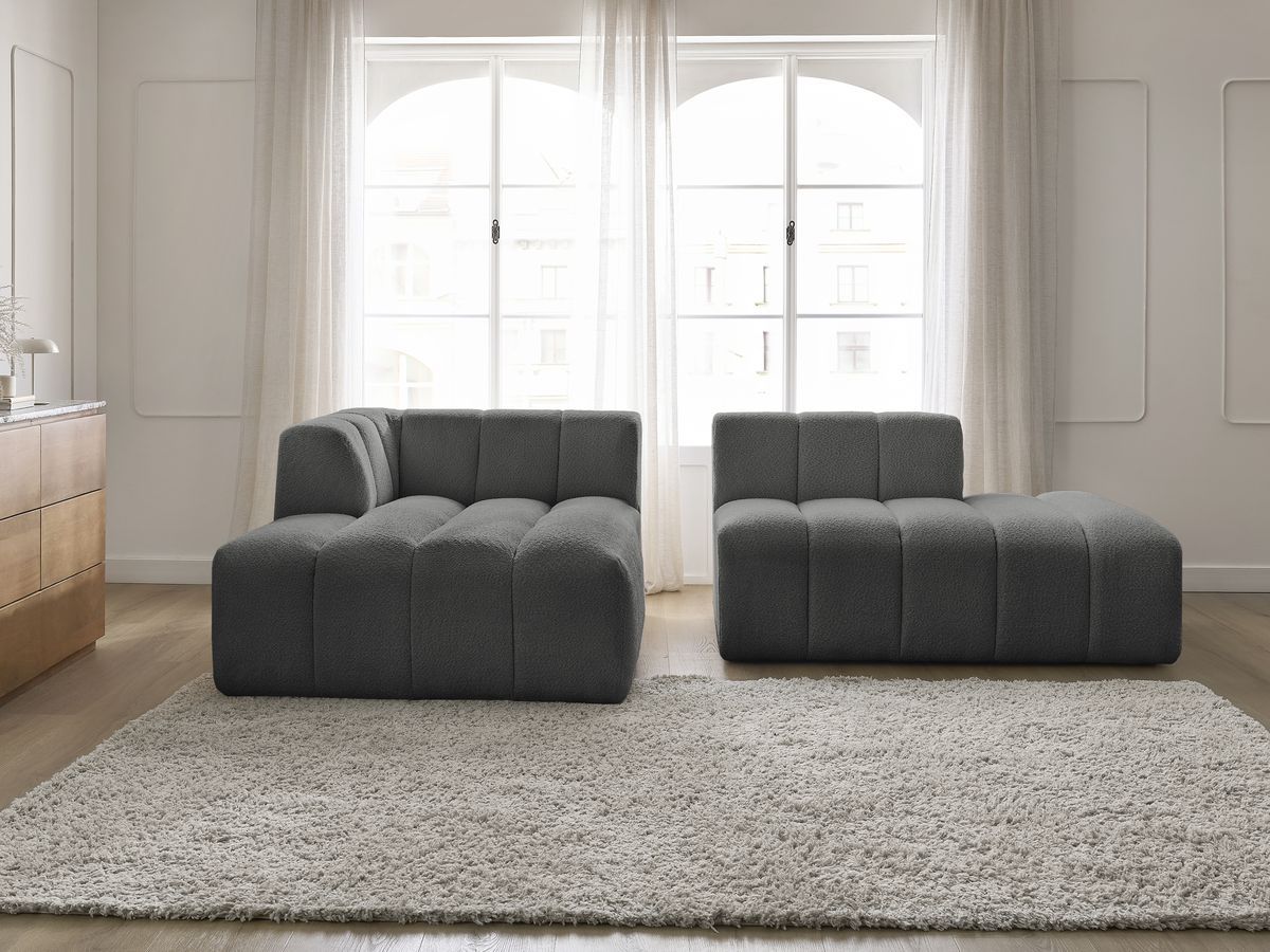 Bobochic Annecy Ecksofa Bouclé-Stoff Dunkelgrau Ecke links