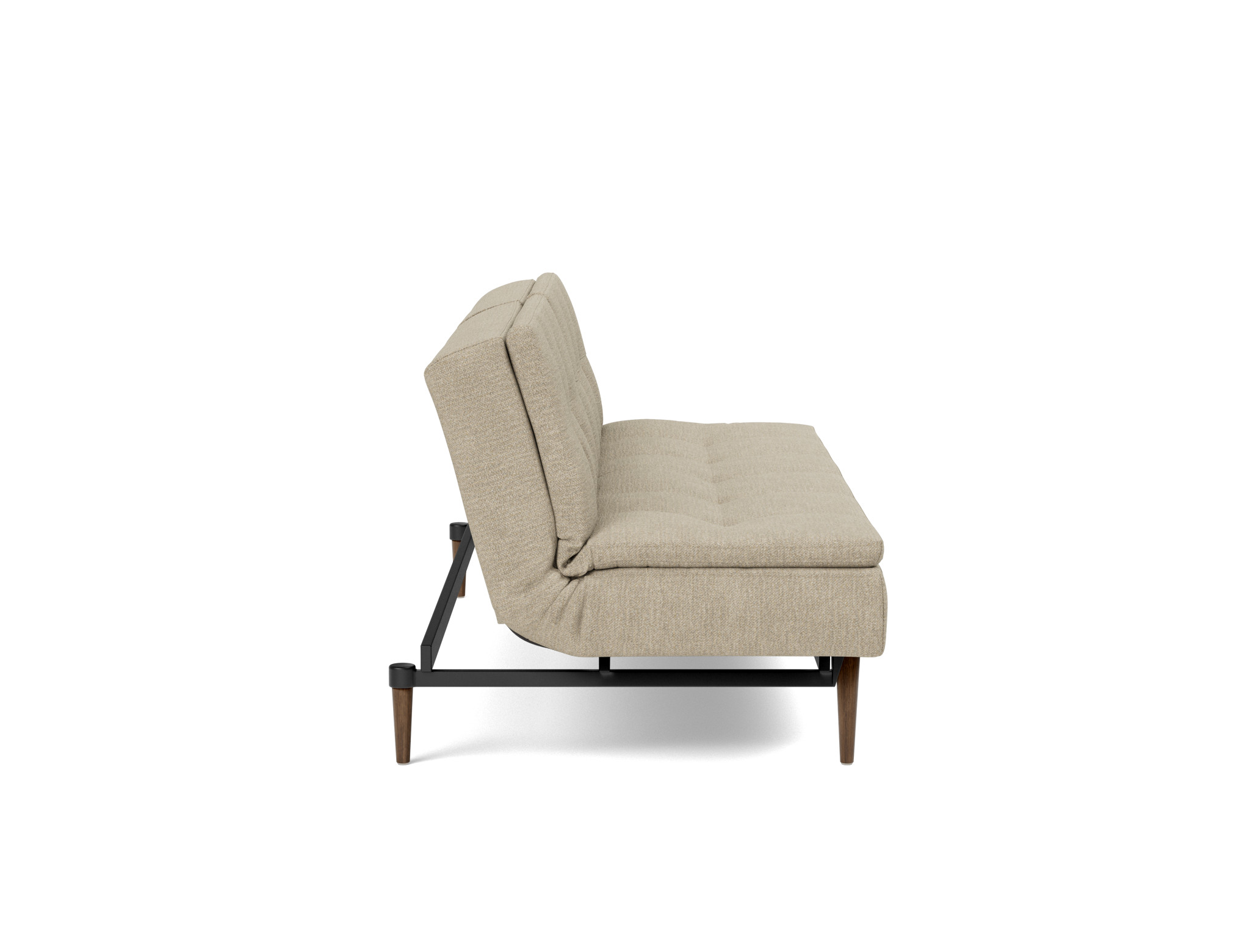 Schlafsofa Dublexo Strukturierter Stoff Taura 356-Sand Beine Styletto Eiche dunkel