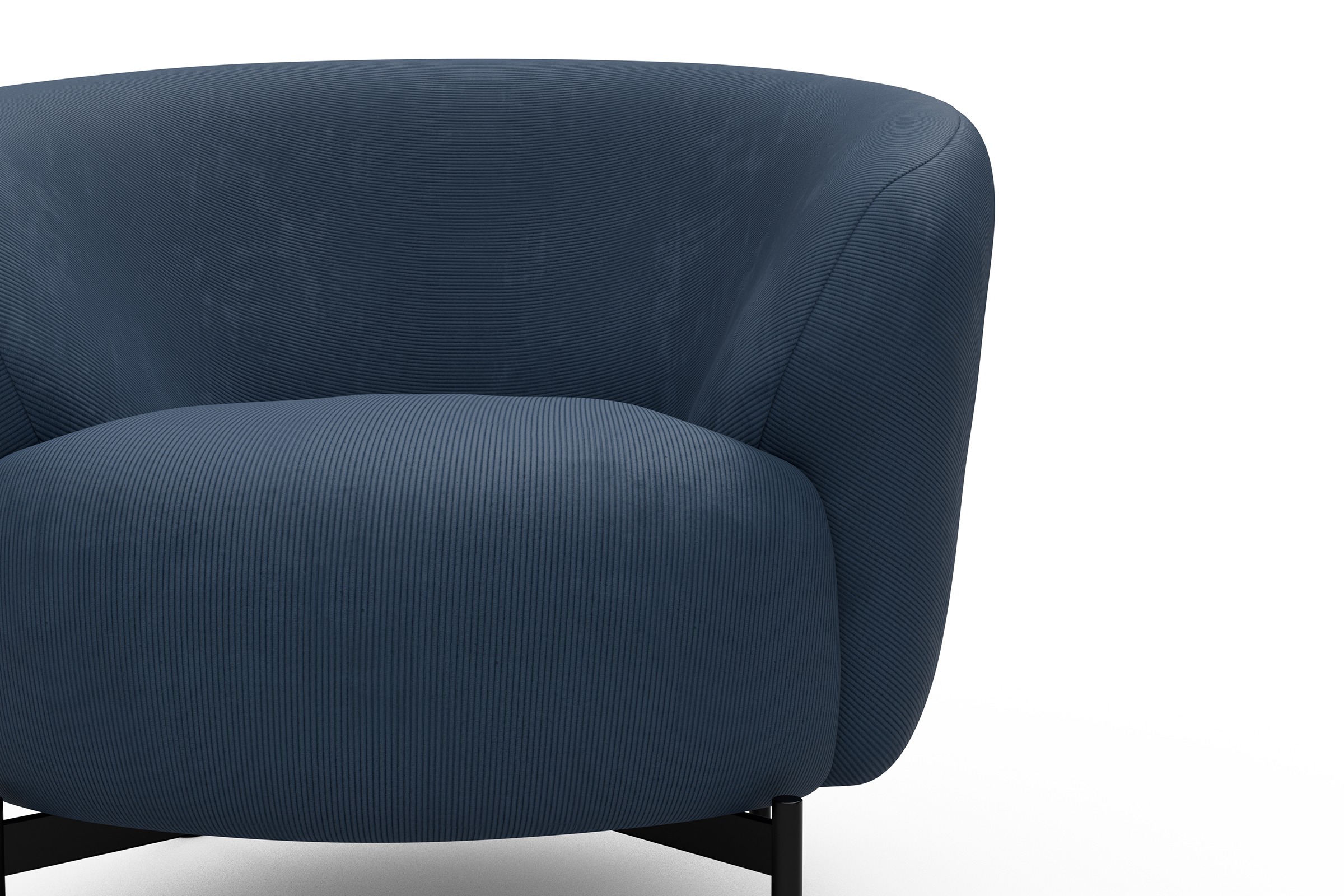 Sessel Ronda X-Metallgestell Schwarz Cordufine-Royal-Blue