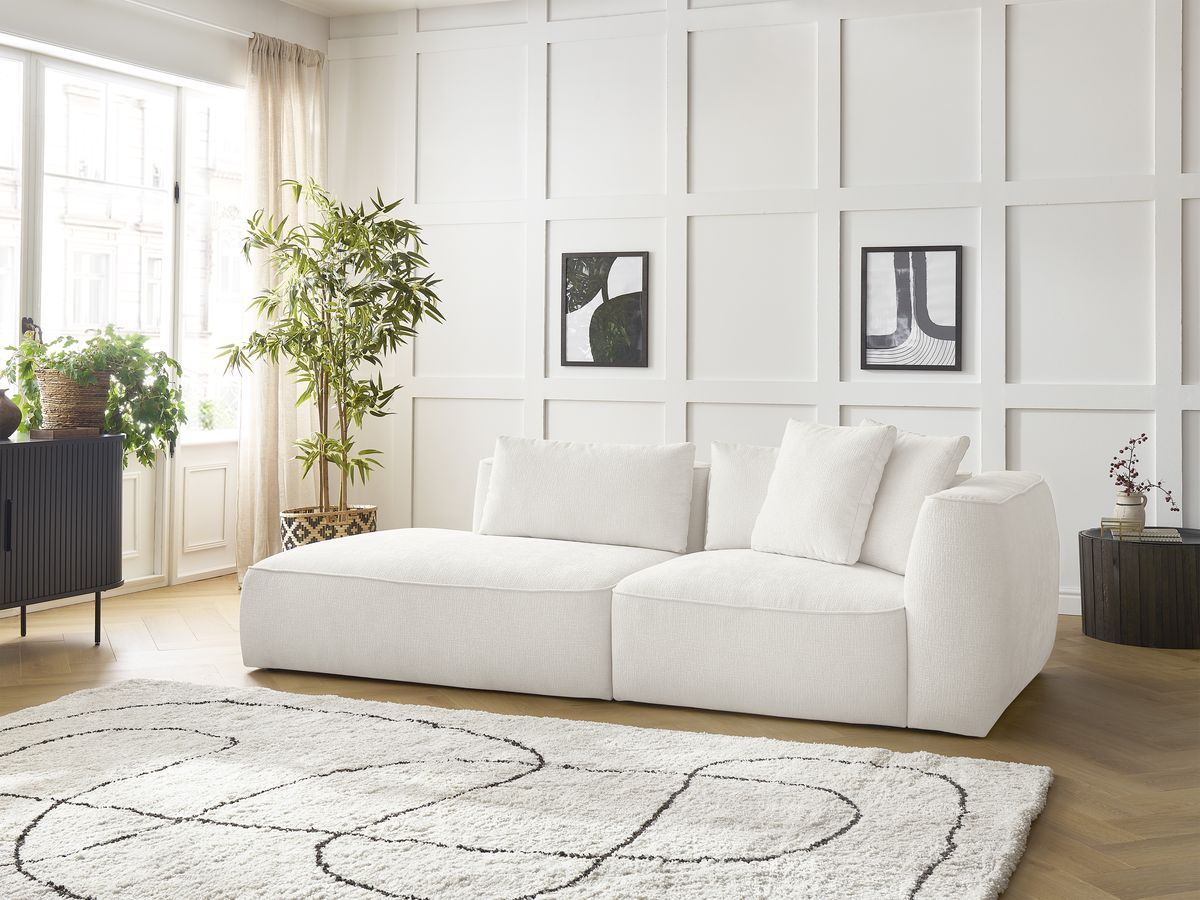 Bobochic Leopold Sofa 3-Sitzer Strukturstoff Weiß Armlehne rechts