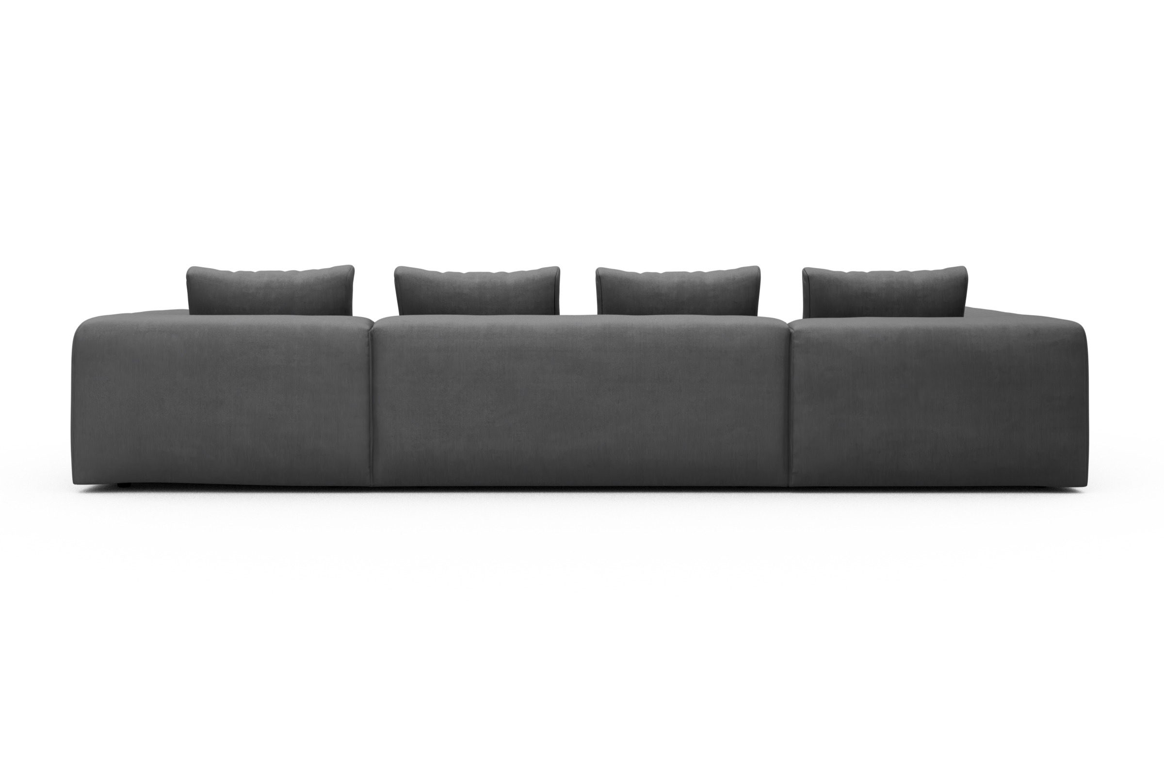 Wohnlandschaft Fred Relax-Ecke links mit 2-Sitzer und Chaiselongue rechts Cordufine-Grey