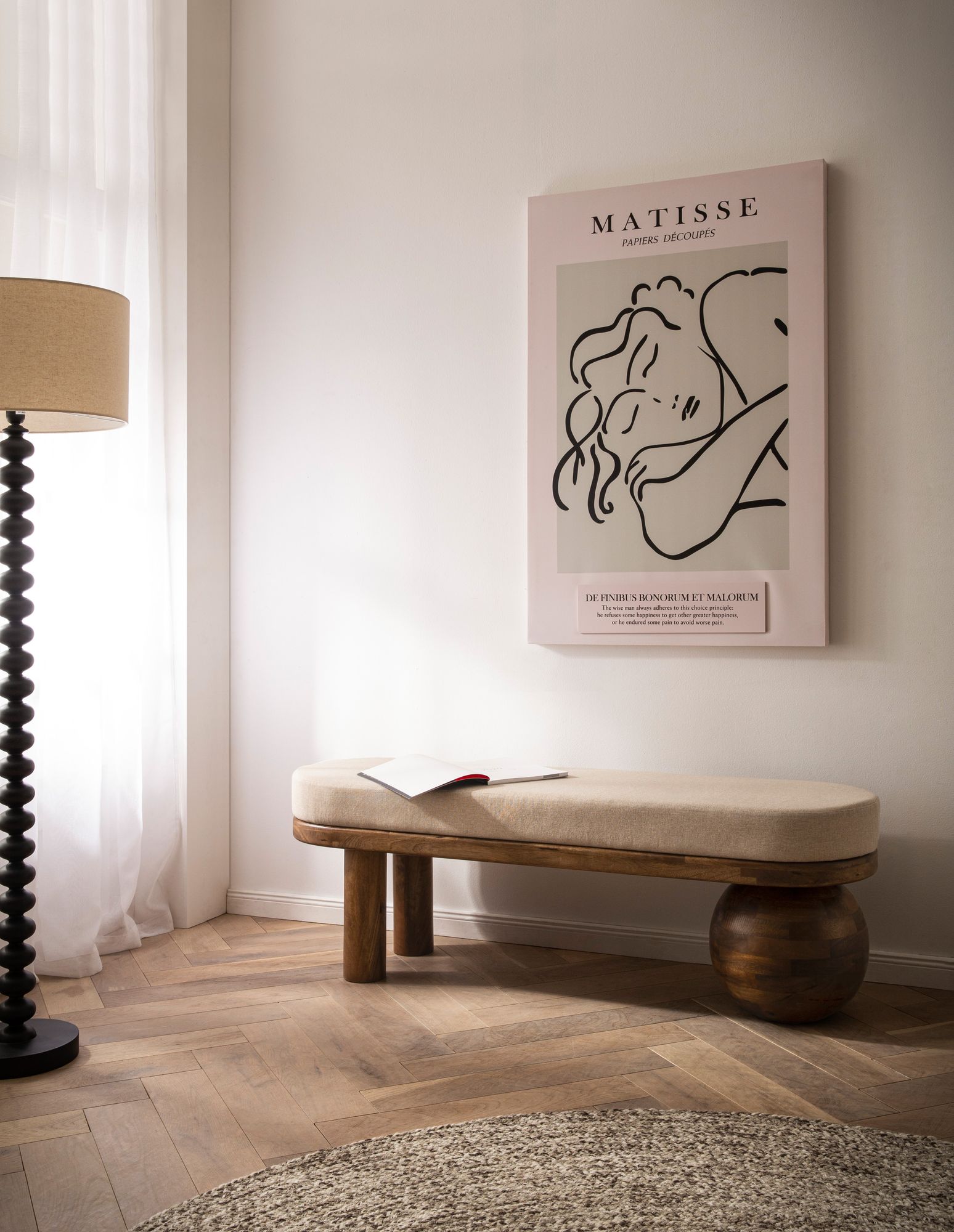Sitzbank Moldjord Polster Stoff Beige 140 × 40 × 47 cm