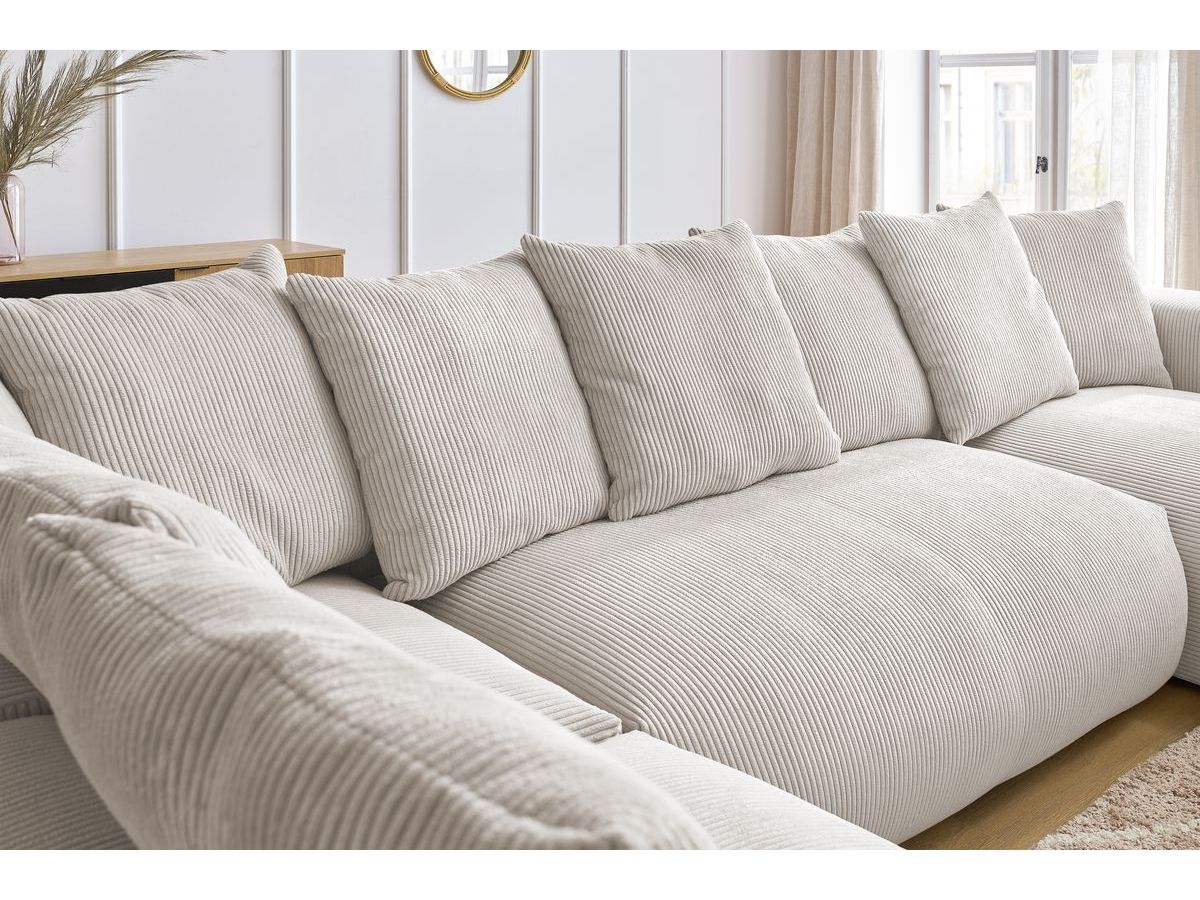 Bobochic Voltaire Wohnlandschaft mit Pouf 356 × 214 cm Cordsamt Beige Ecke rechts