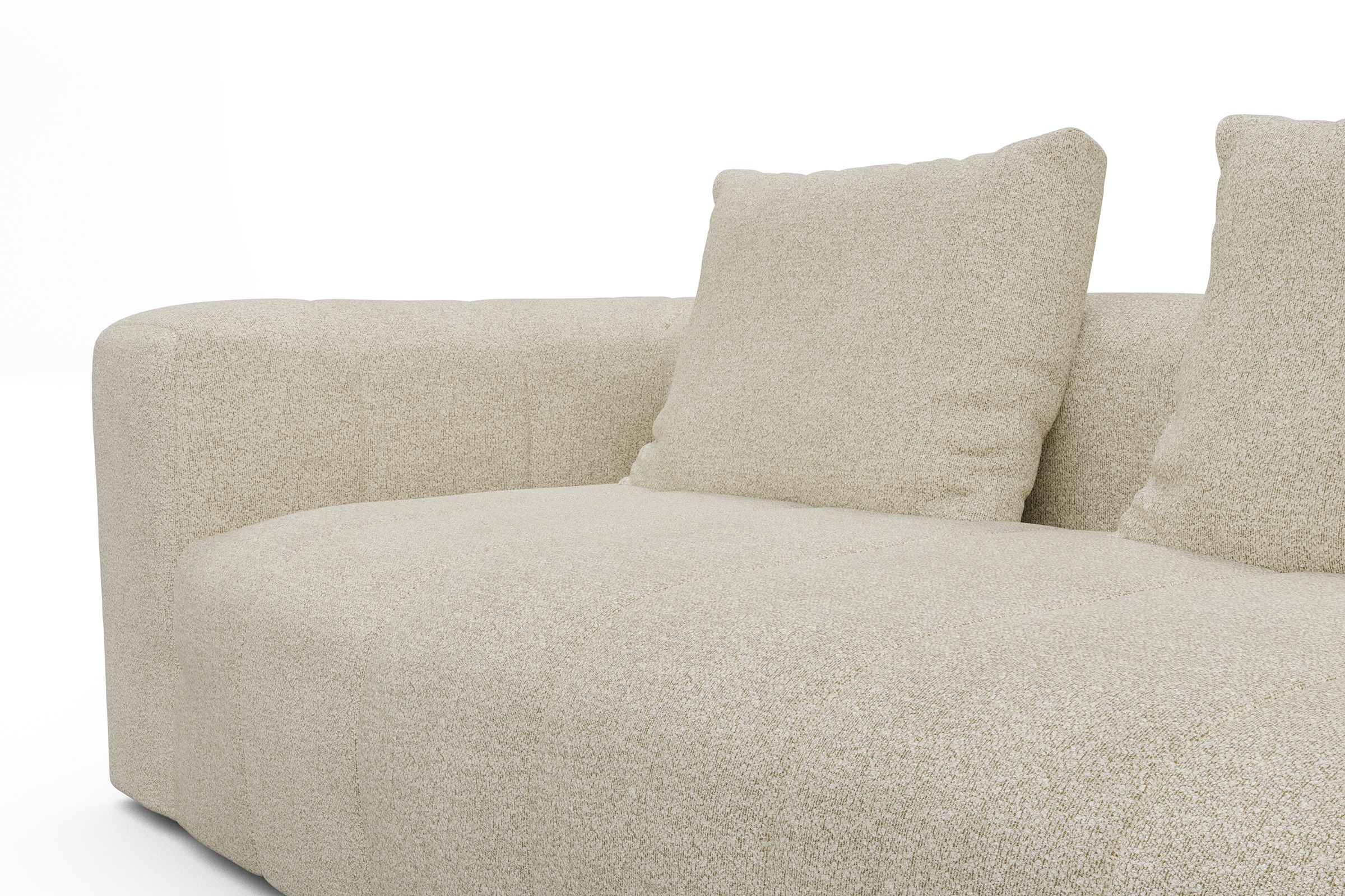 Ecksofa Hugo 2,5-Sitzer Armlehne links mit Chaiselongue Boucle-Off-White