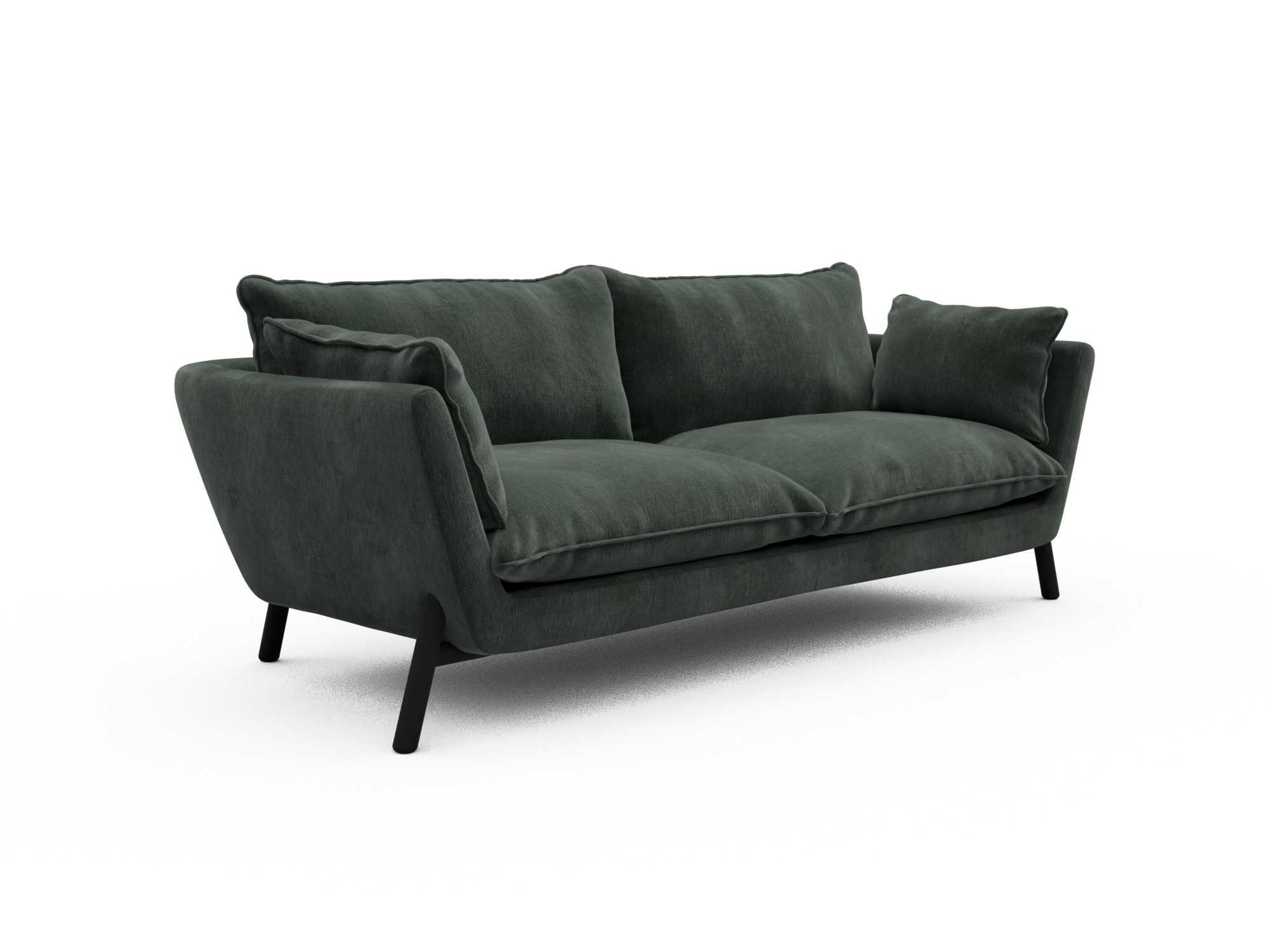 Skandi Home Sofa Emil Soft 3-Sitzer Beinfarbe Eiche Schwarz Smooth-Laurel-Green moebelfaktor