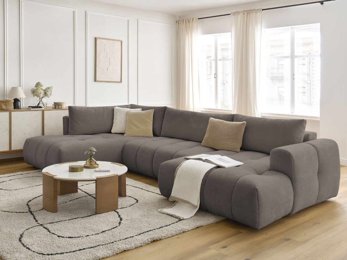 Bobochic Fuji Wohnlandschaft Stoff Taupe Ecke rechts