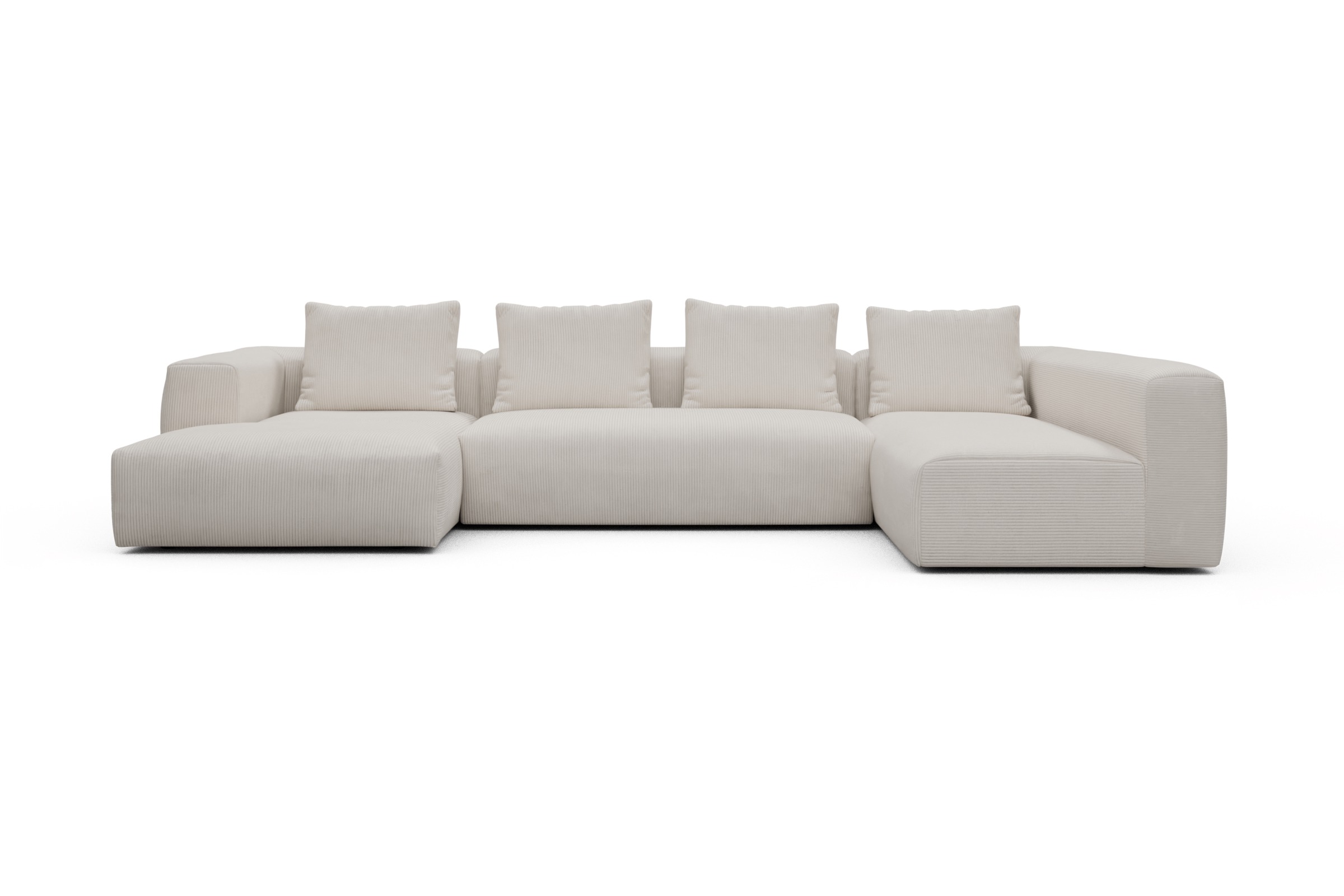 Skandi Home Wohnlandschaft Fred Chaiselongue links mit 2-Sitzer und lange Armlehne rechts Corduroy-Ivory moebelfaktor