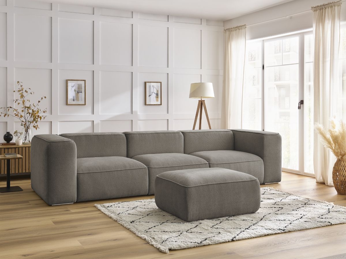 Bobochic Zephyr Sofa 4-Sitzer mit Pouf Strukturstoff Taupe