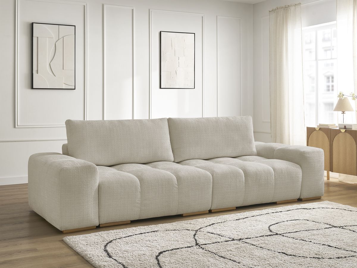 Bobochic Anakin Sofa 3-Sitzer, 2 Kissen Strukturstoff Beige