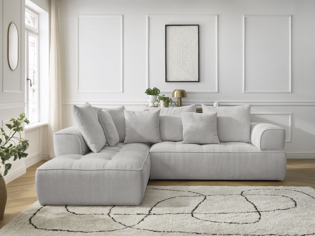 Bobochic Whesley Ecksofa Stoff Hellgrau Ecke links