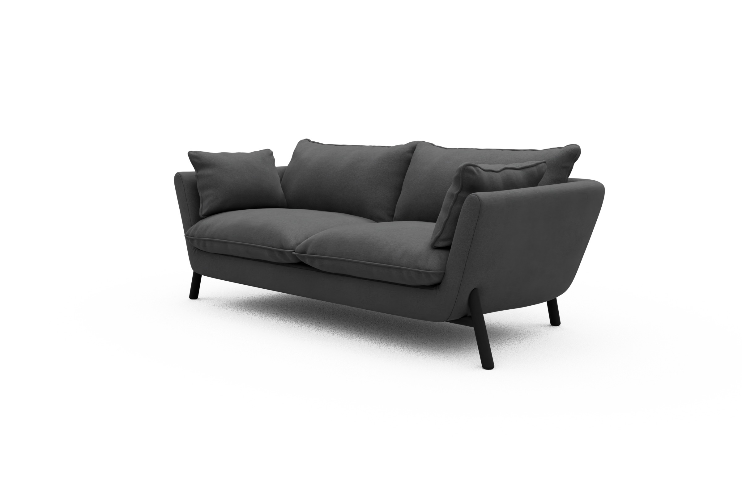 Sofa Emil PREMIUM 2-Sitzer Beinfarbe Eiche Schwarz Satya-Zinc