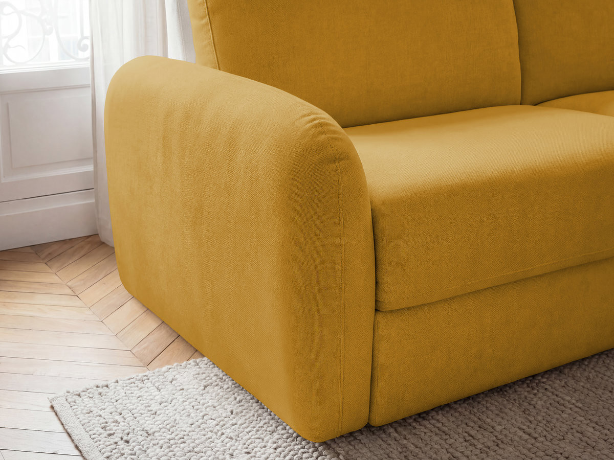 Bobochic Kenan Schlafsofa 3-Sitzer Stoff Gelb, Liegefläche 140 × 196 cm