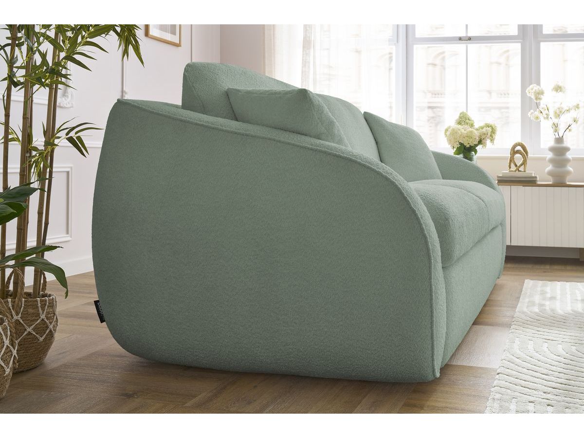 Bobochic Cezanne Schlafsofa 3-Sitzer Bouclé-Stoff Grün, Liegefläche 140 × 194 cm