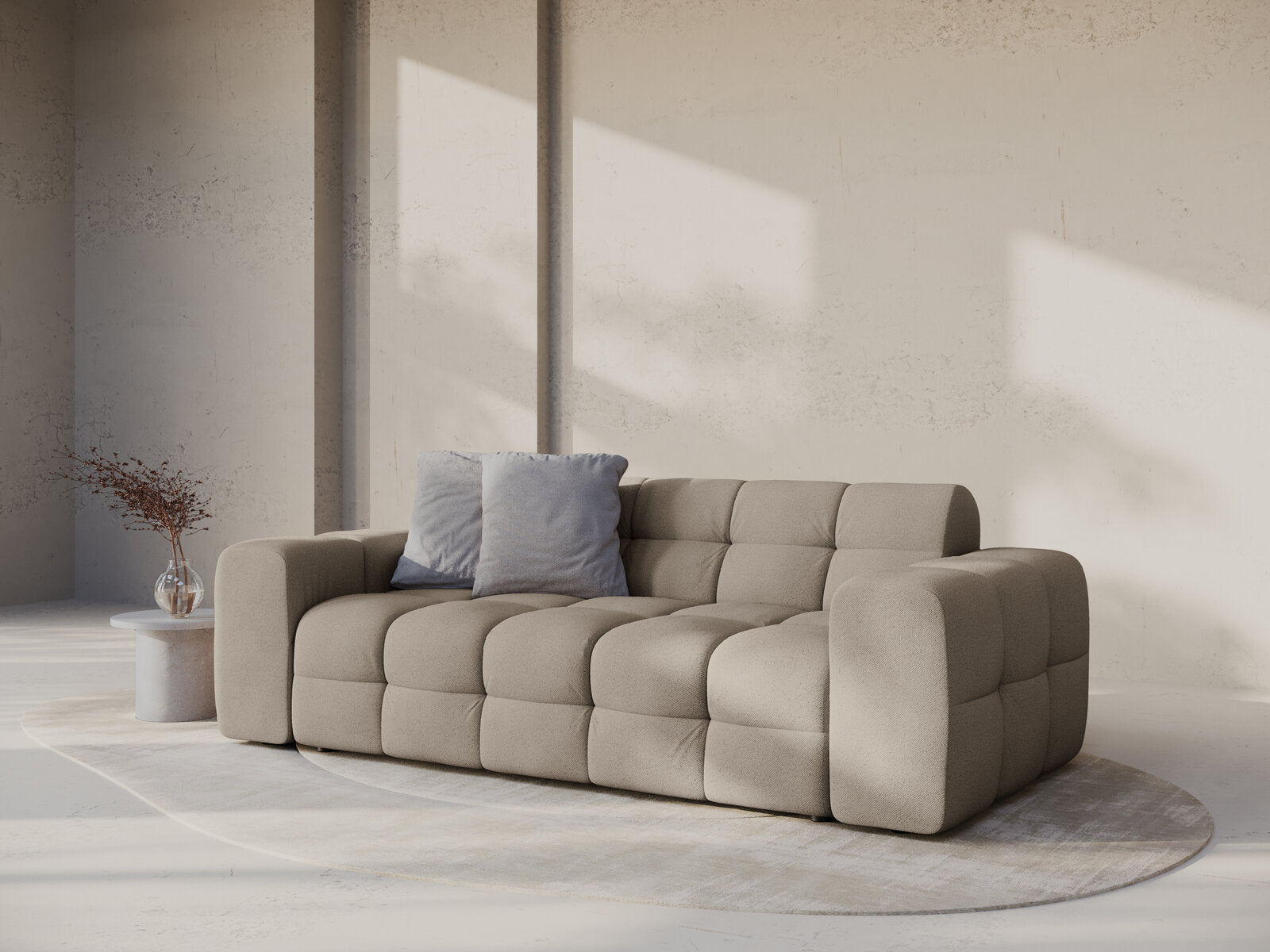 Micadoni Sofa Kendal 3-Sitzer Strukturierter Stoff Dunkelbeige