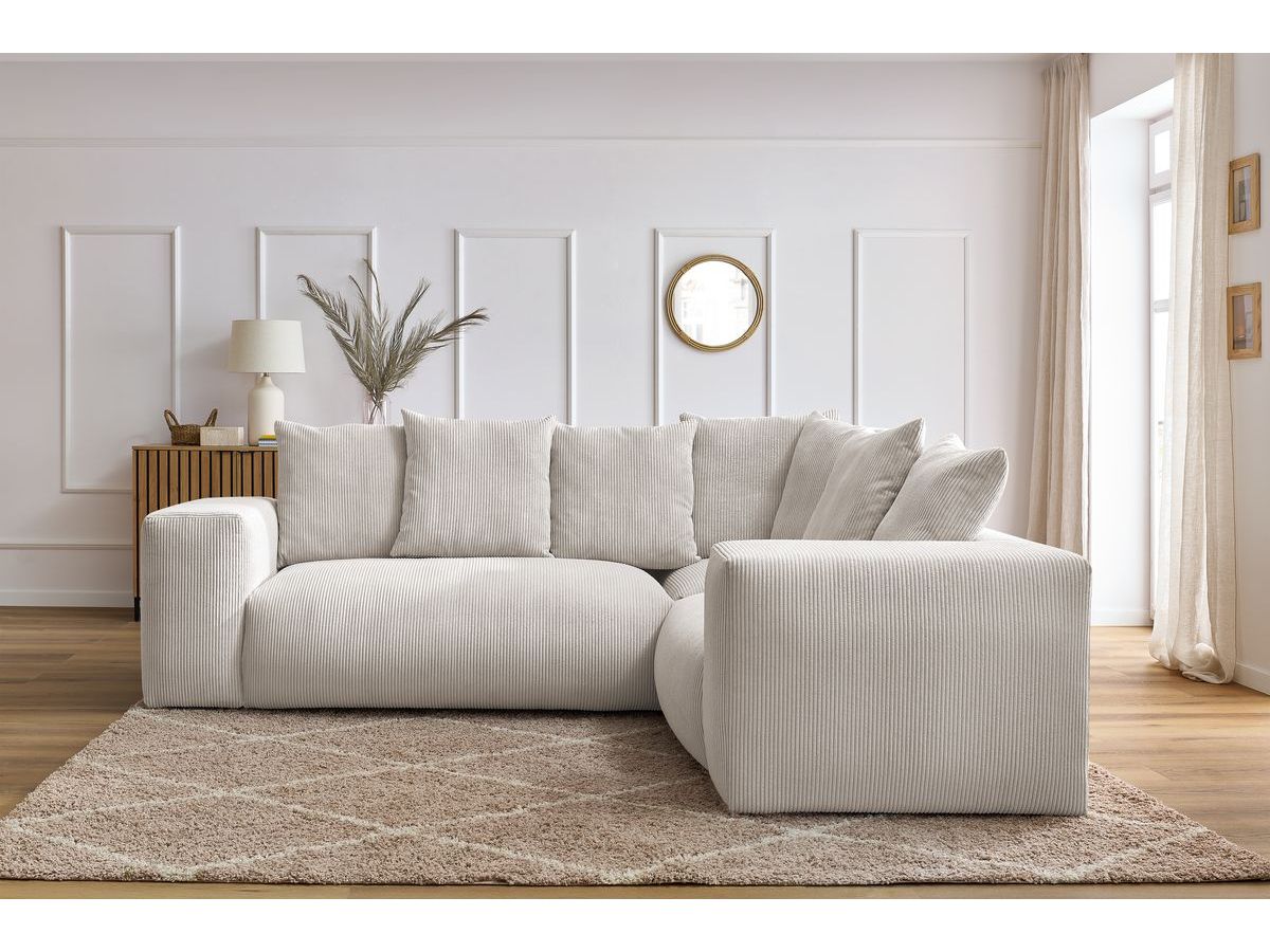 Bobochic Voltaire Ecksofa 268 × 214 cm Cordsamt Beige Ecke rechts