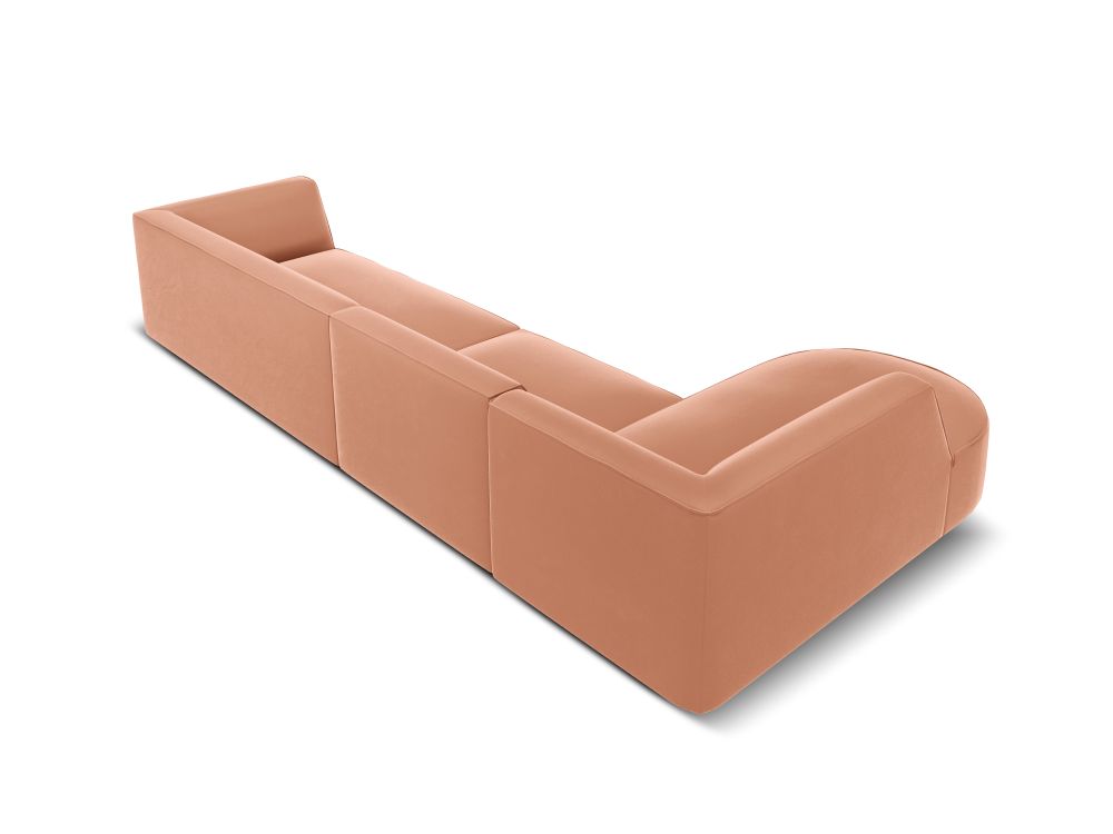 Cosmopolitan Design Ecksofa Siena 5-Sitzer abgerundet Samt Salvador Rosa Links