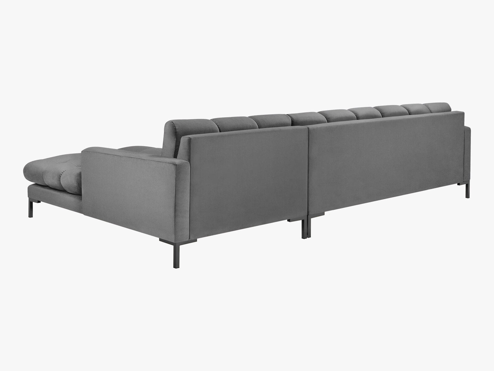 Micadoni Ecksofa Mamaia 5-Sitzer Rechts Samt Bluvel Hellgrau schwarze Beine