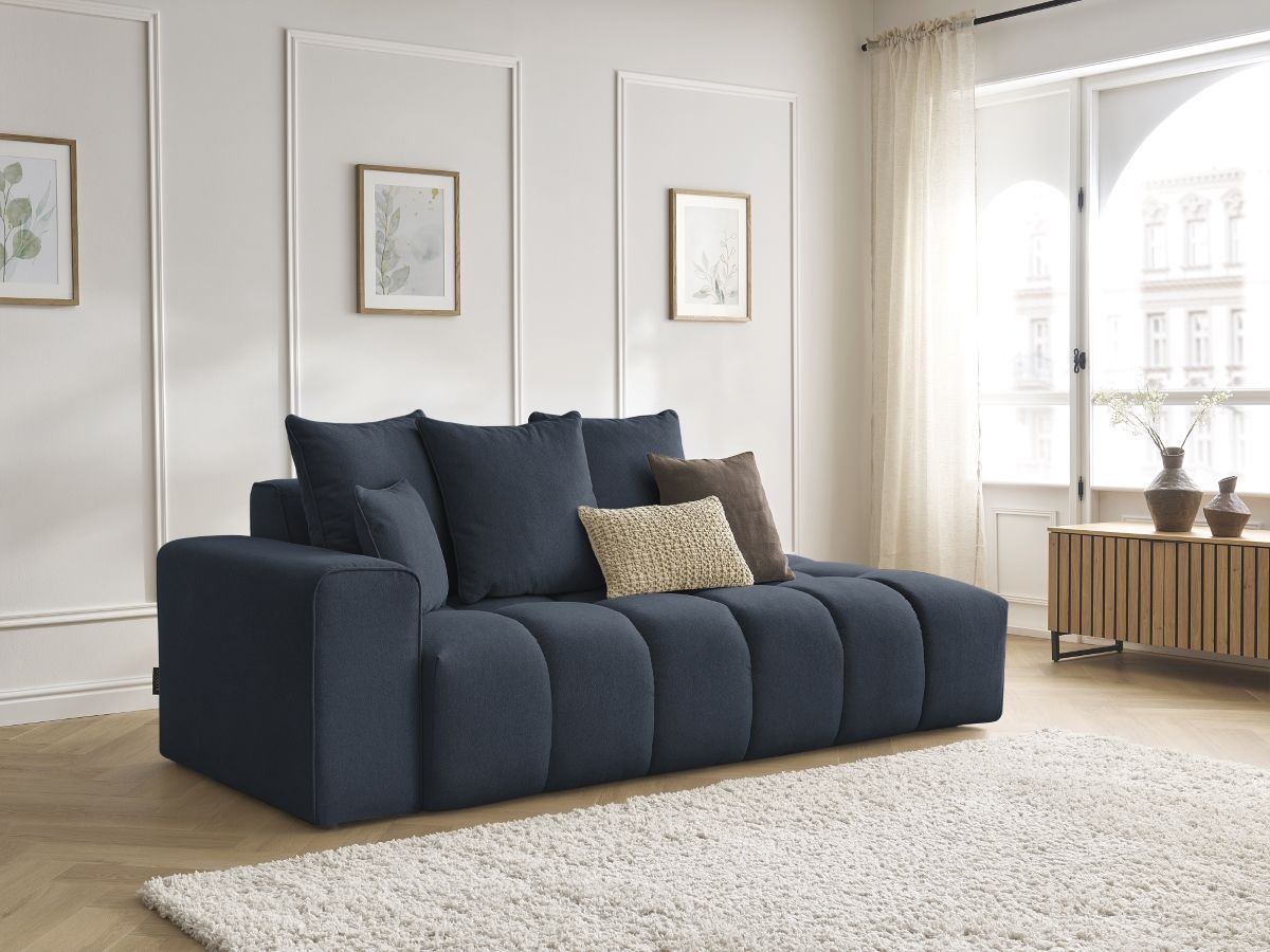 Bobochic Mont-blanc Sofa 4-Sitzer Melange-Stoff Dunkelblau Armlehne links