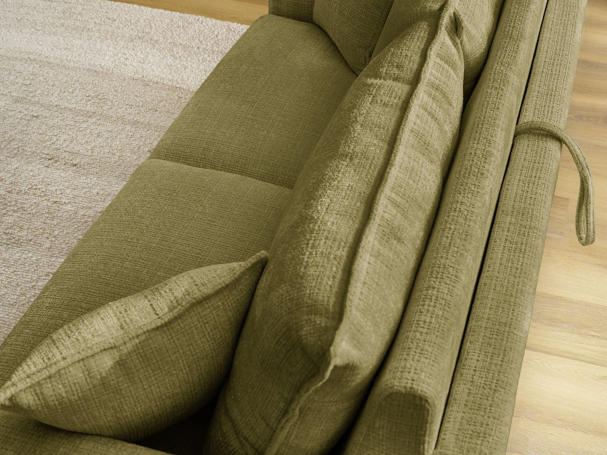 Bobochic Augustin Schlafsofa 3-Sitzer Strukturstoff Grün, Liegefläche 160 × 200 cm