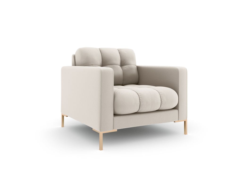 Cosmopolitan Design Sessel Bali Strukturierter Stoff Neve Beige Beine Gold