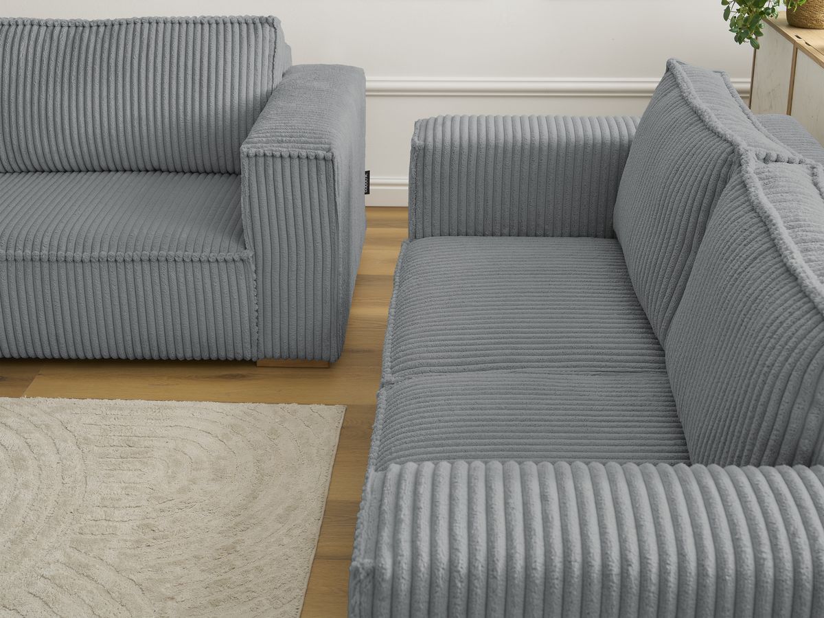 Bobochic Chelsea Sofa 5-Sitzer Breitcord weich Dunkelgrau