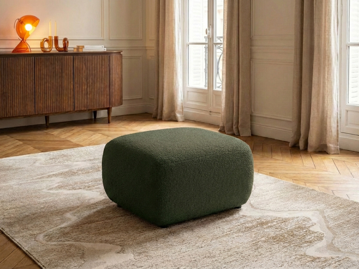 Bobochic Montaigne Pouf Bouclé-Stoff Grün