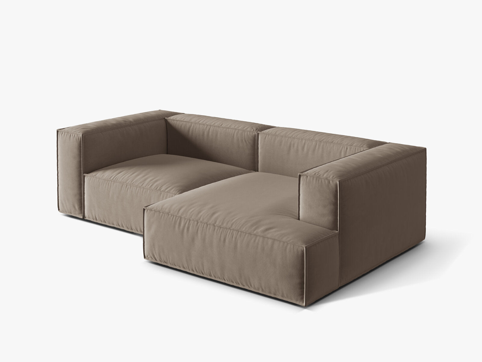 Micadoni Ecksofa Nuria 3-Sitzer Rechts Samt Warmes Grau