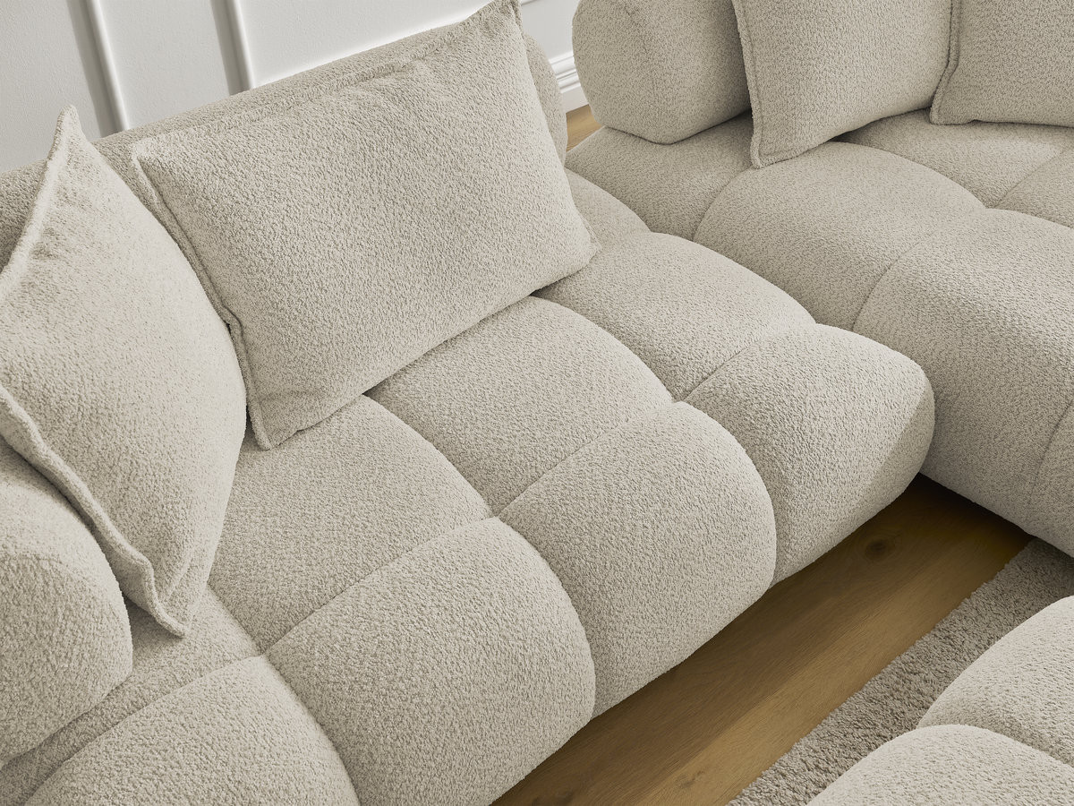 Bobochic Alya Ecksofa mit Pouf Bouclé-Stoff Beige Ecke rechts