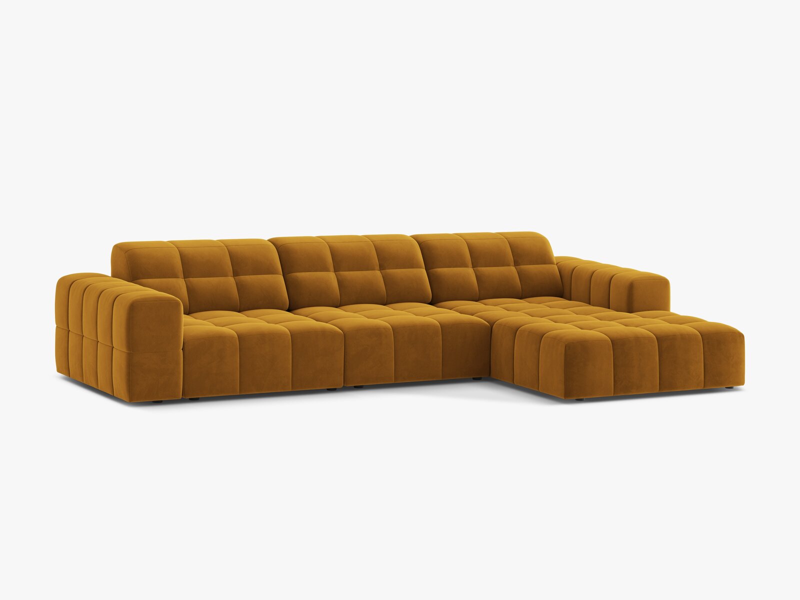 Micadoni Ecksofa Jennifer 4-Sitzer Rechts Samt Bluvel Gelb