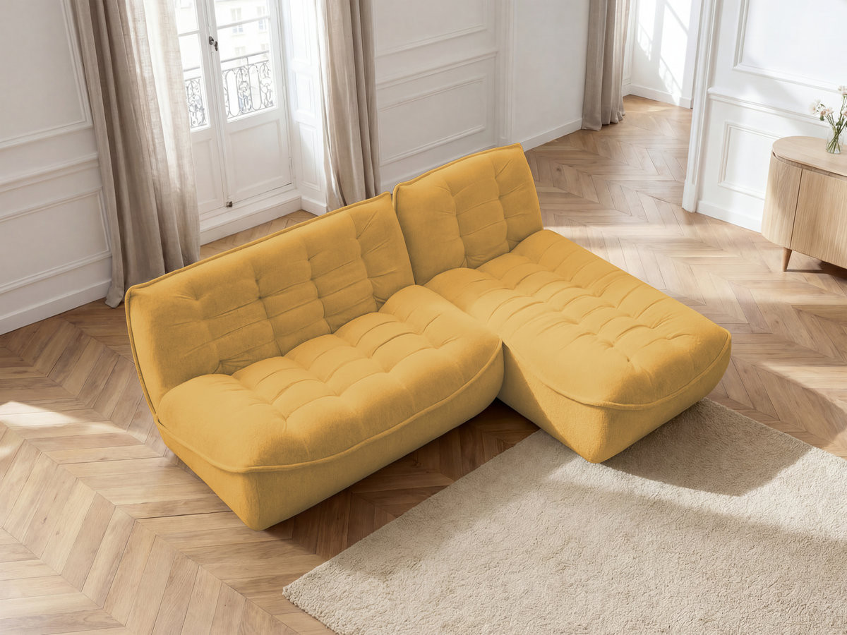 Bobochic Serena Ecksofa Melange-Stoff Gelb