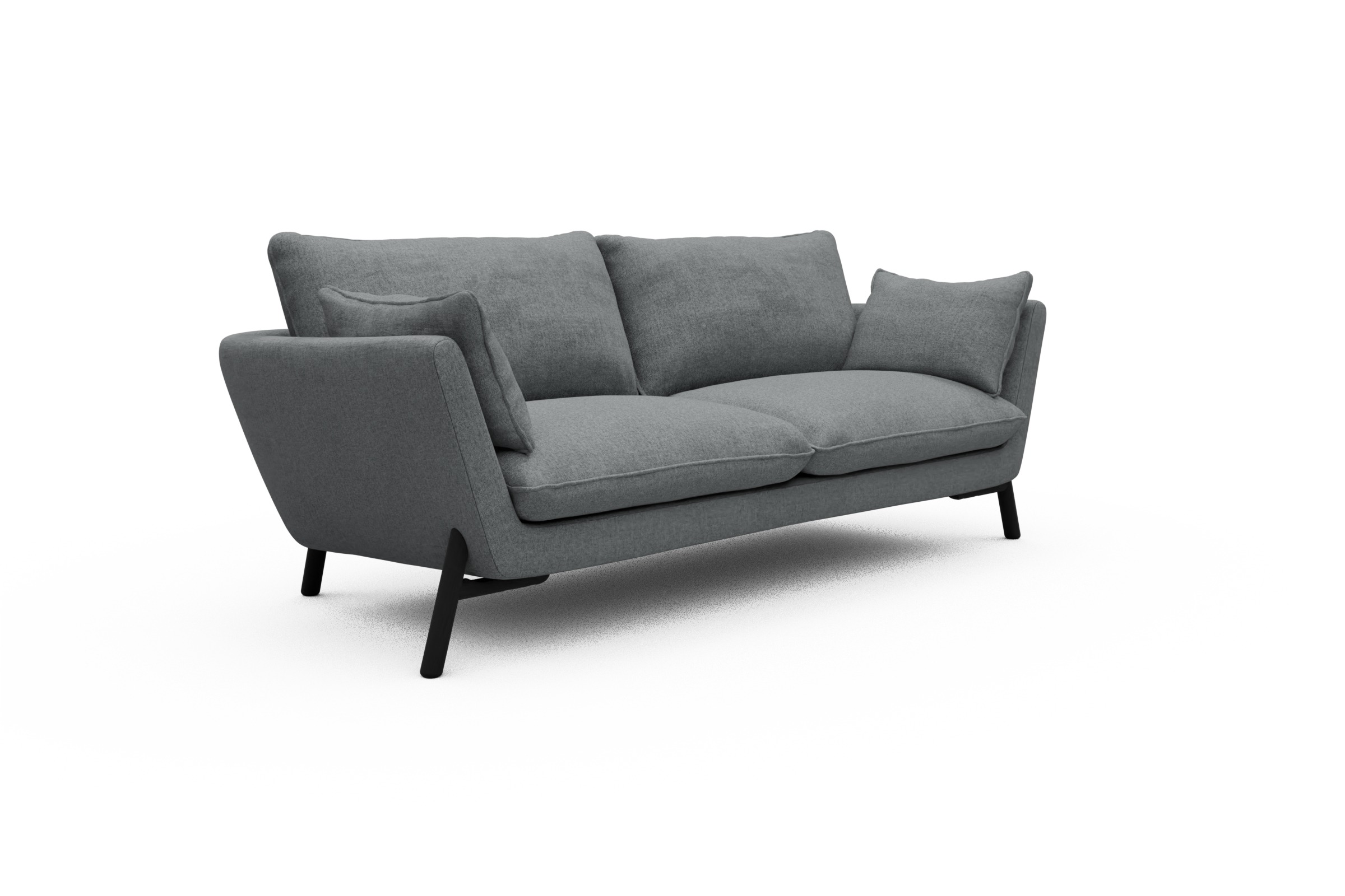 Sofa Emil 3-Sitzer Beinfarbe Eiche Schwarz Casone-Gravel-Grey