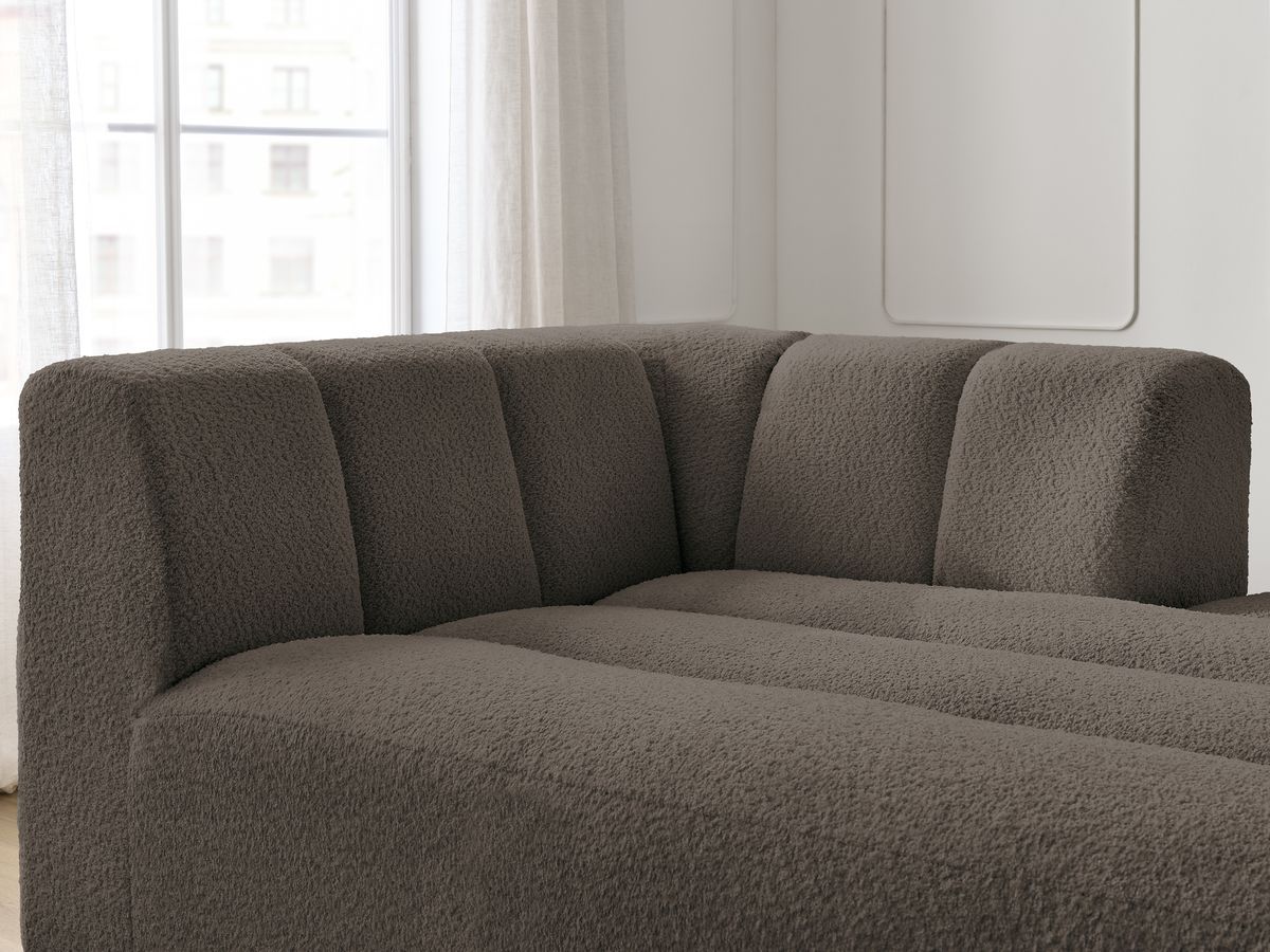 Bobochic Annecy Méridienne-Modul Bouclé-Stoff Braun Ecke rechts