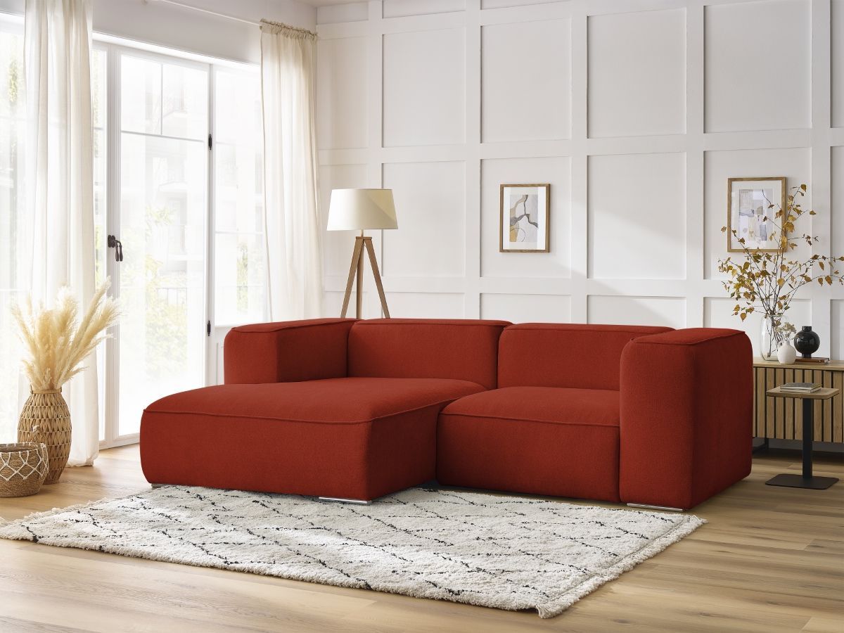 Bobochic Zephyr Ecksofa 260 × 165 cm Strukturstoff Orange Ecke links