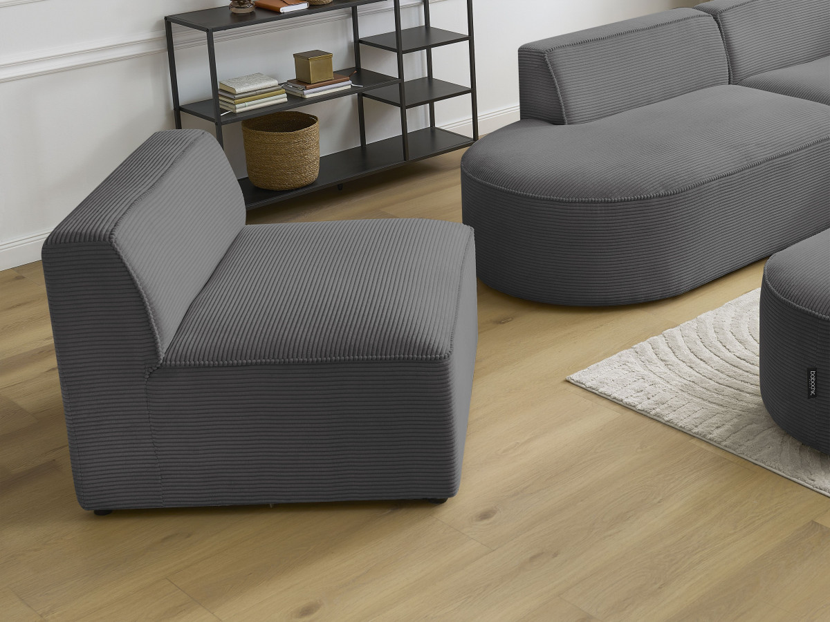 Bobochic Rousseau Sofamodul 1-Sitzer Cordsamt Dunkelgrau