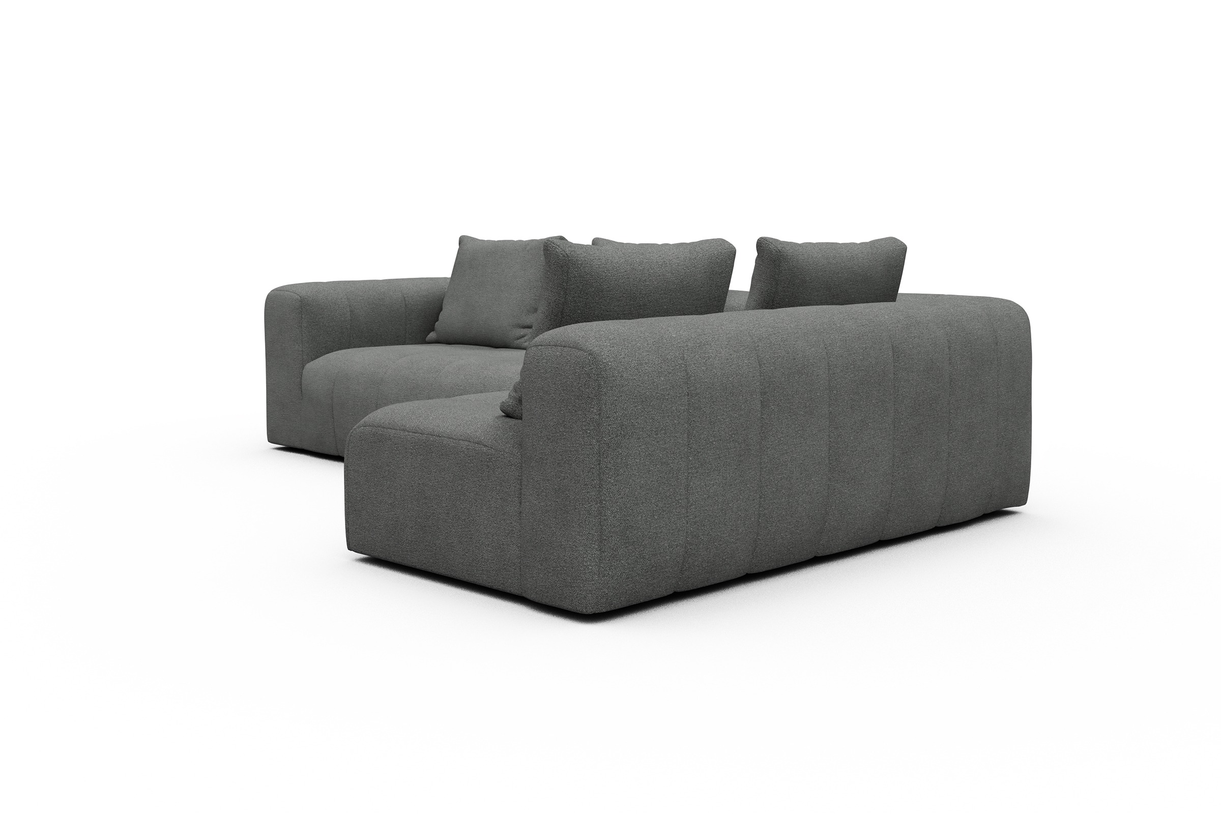 Ecksofa Hugo 2x 2,5-Sitzer Armlehne links Boucle-Ash-Grey