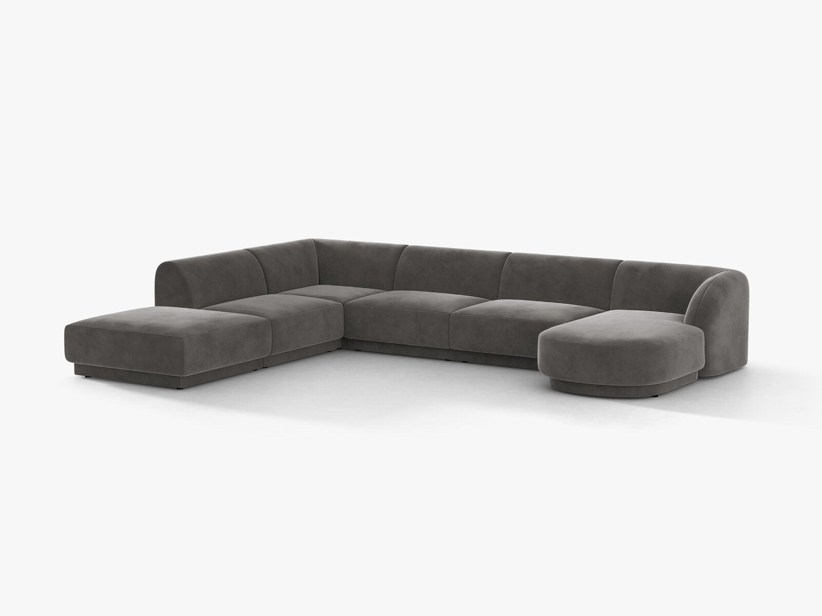 Micadoni Panorama-Ecksofa Miley 6-Sitzer Links Samt Venus Grau