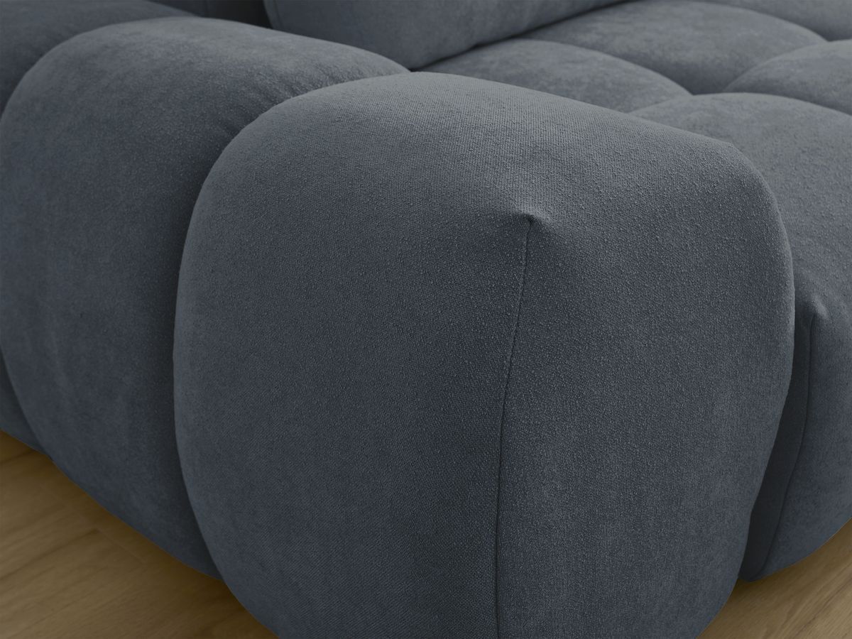 Bobochic Everest Schlafsofa 3-Sitzer mit Bettkasten und Pouf, 2 Kissen Strukturstoff Dunkelblau