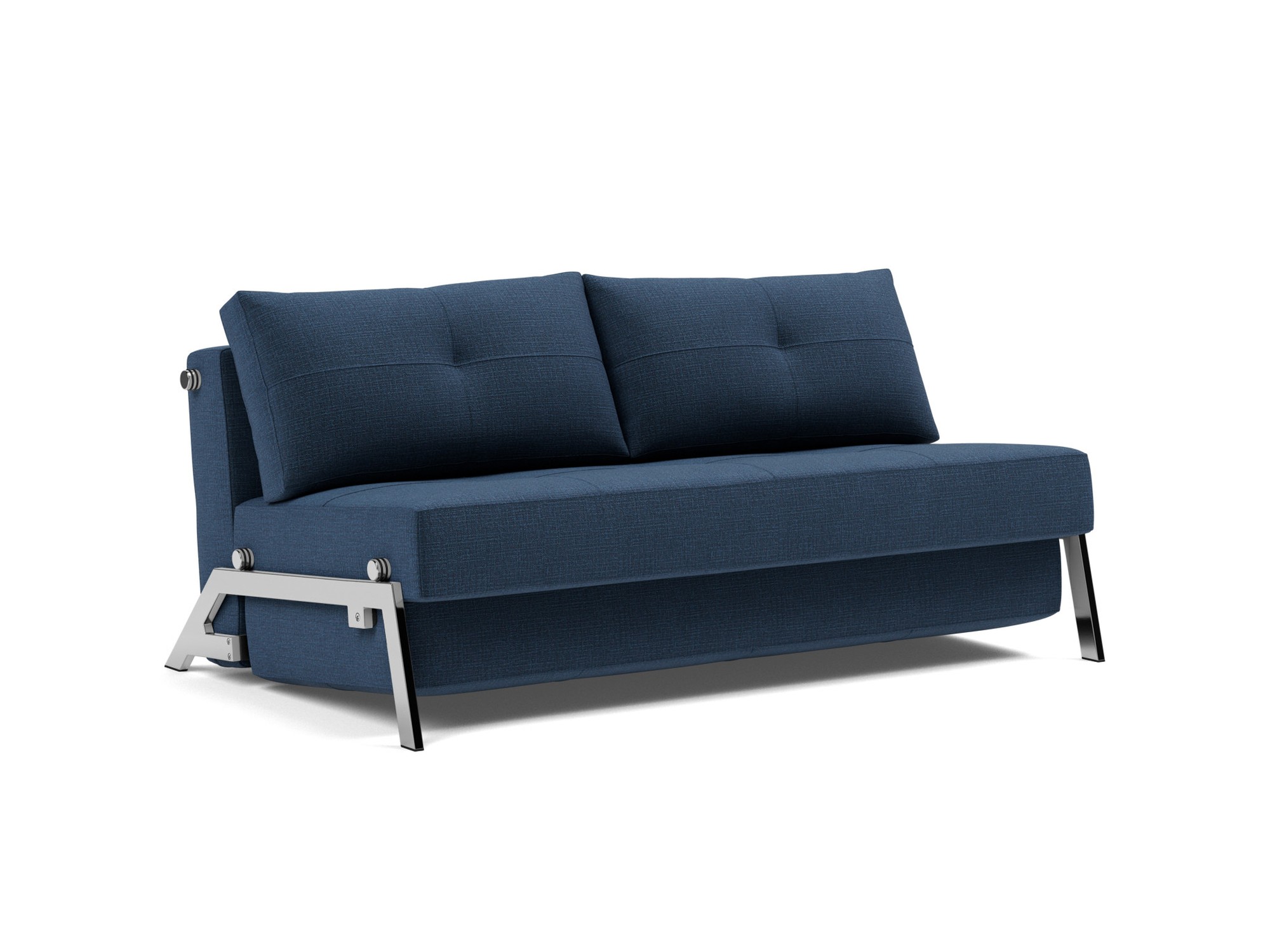 Schlafsofa Cubed 160 Chenille Esina 414-Indigo-Blue Beine Chrom