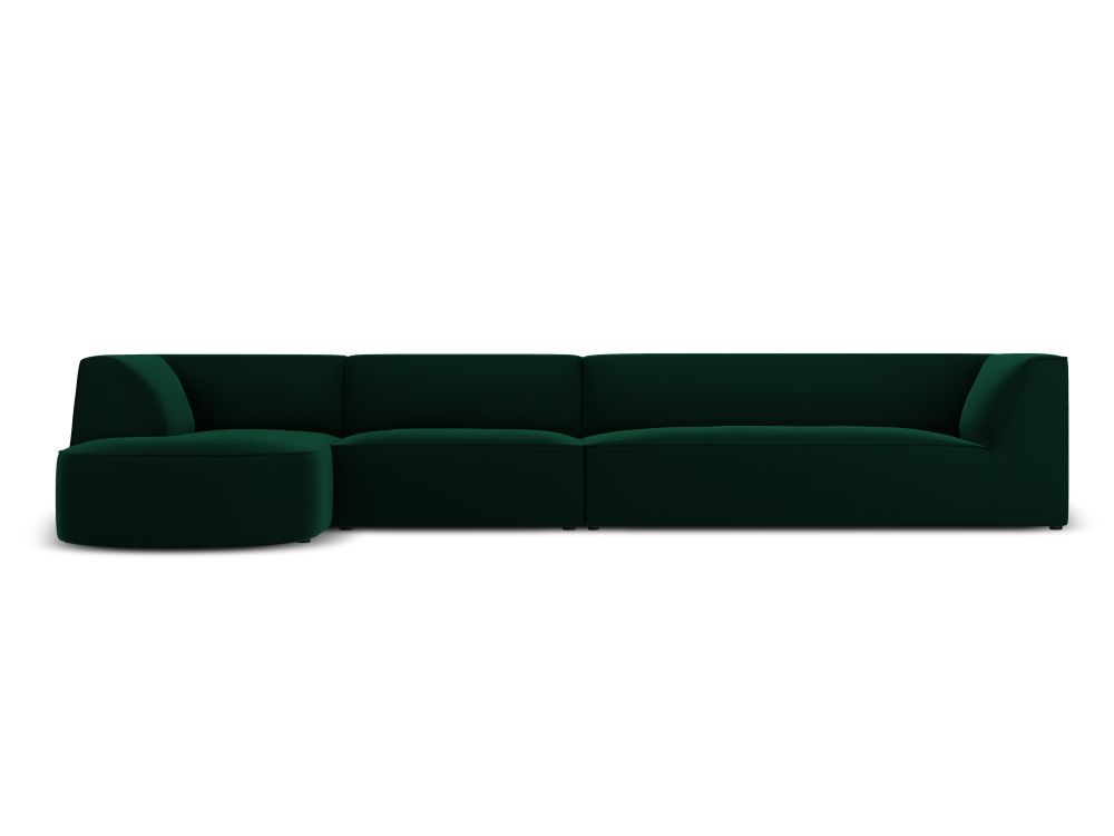 Cosmopolitan Design Ecksofa Siena 5-Sitzer abgerundet Samt Salvador Flaschengrün Links