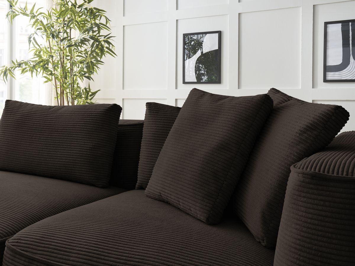 Bobochic Leopold Sofa 4-Sitzer mit Pouf Cordsamt Braun Armlehne rechts