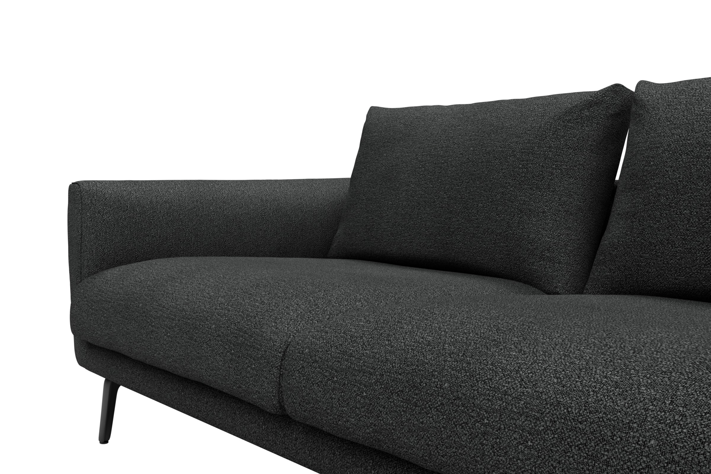 Ecksofa Karl Chaiselongue rechts mit 2,5-Sitzer Boucle-Charcoal