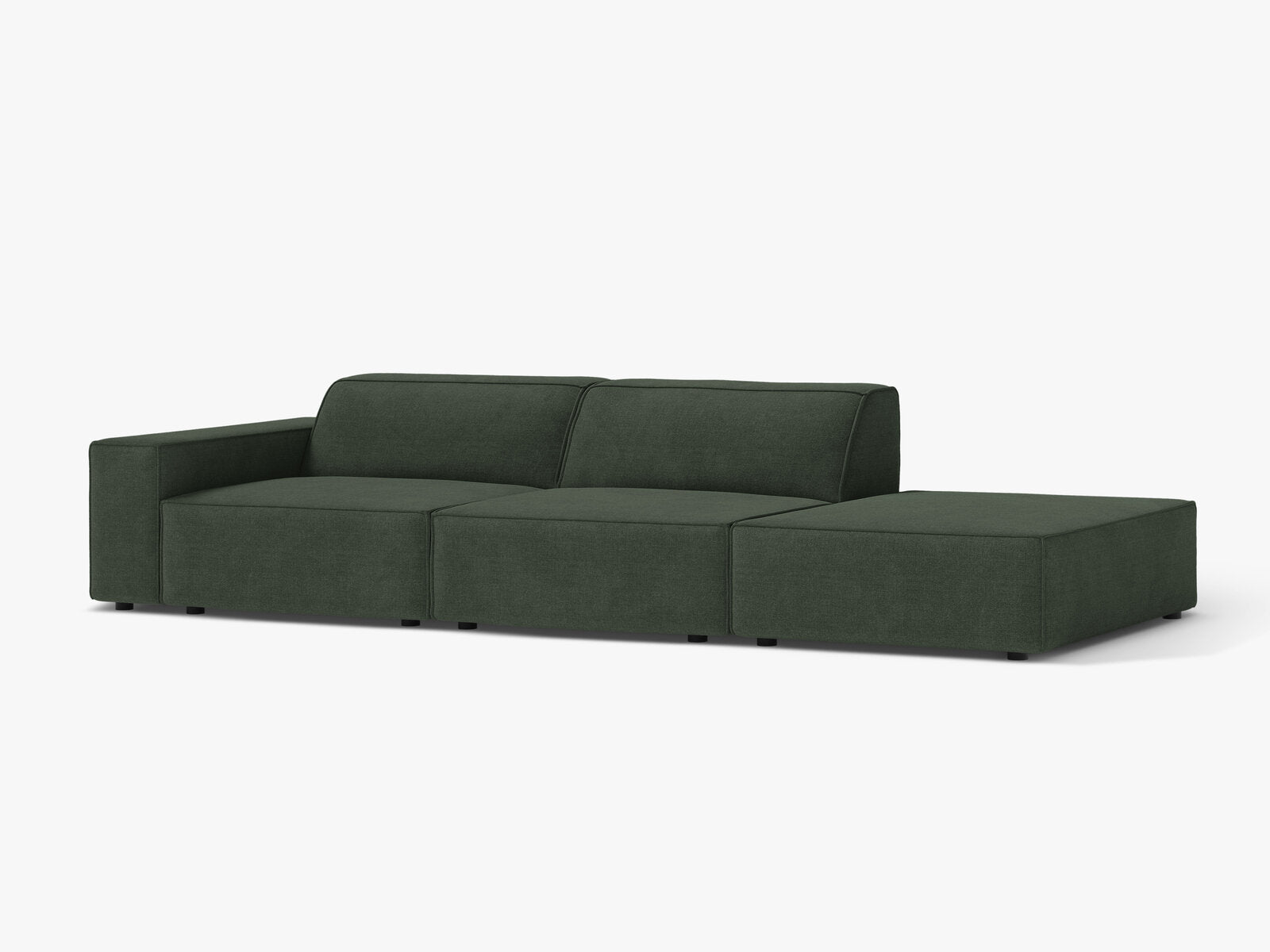 Micadoni Sofa Jodie 3-Sitzer Rechts Strukturierter Stoff Liberty Moßgrün