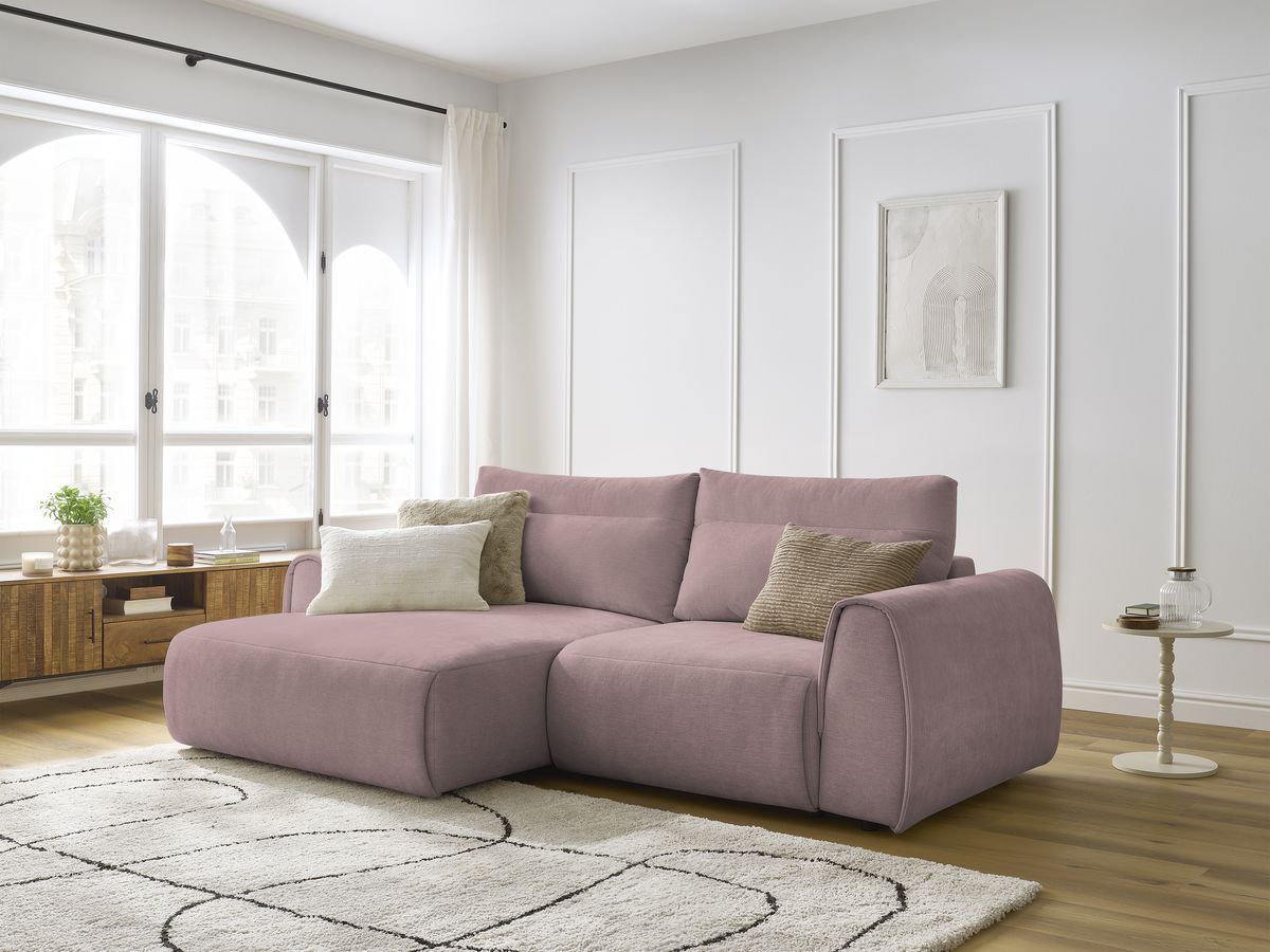 Bobochic Aden Ecksofa 246 × 152 cm Stoff Rosa Ecke links