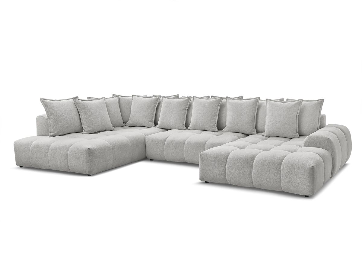 Bobochic Everest Wohnlandschaft, 14 Kissen Melange-Stoff Hellgrau Ecke rechts