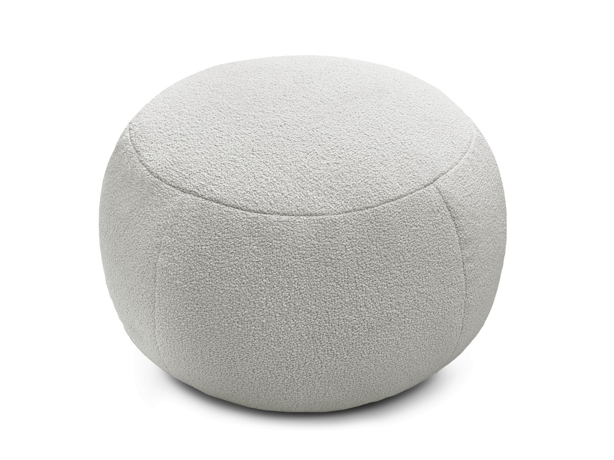 Bobochic Hayden Pouf, rund Bouclé-Stoff Hellgrau, 60 cm