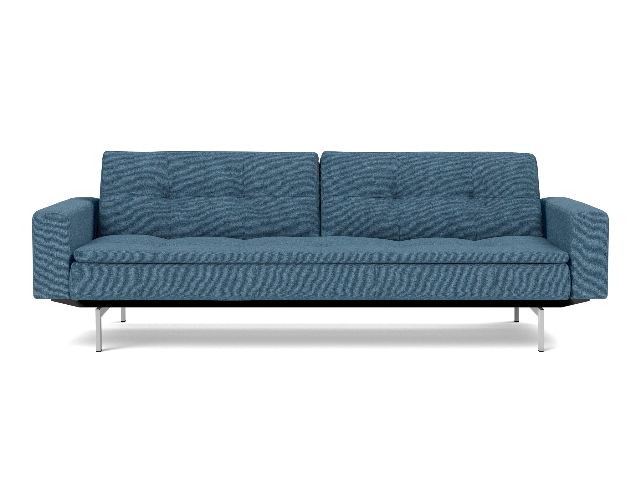 Schlafsofa Dublexo mit Armlehnen Strukturierter Stoff Weda 302-Weda-Blue Beine Chrom