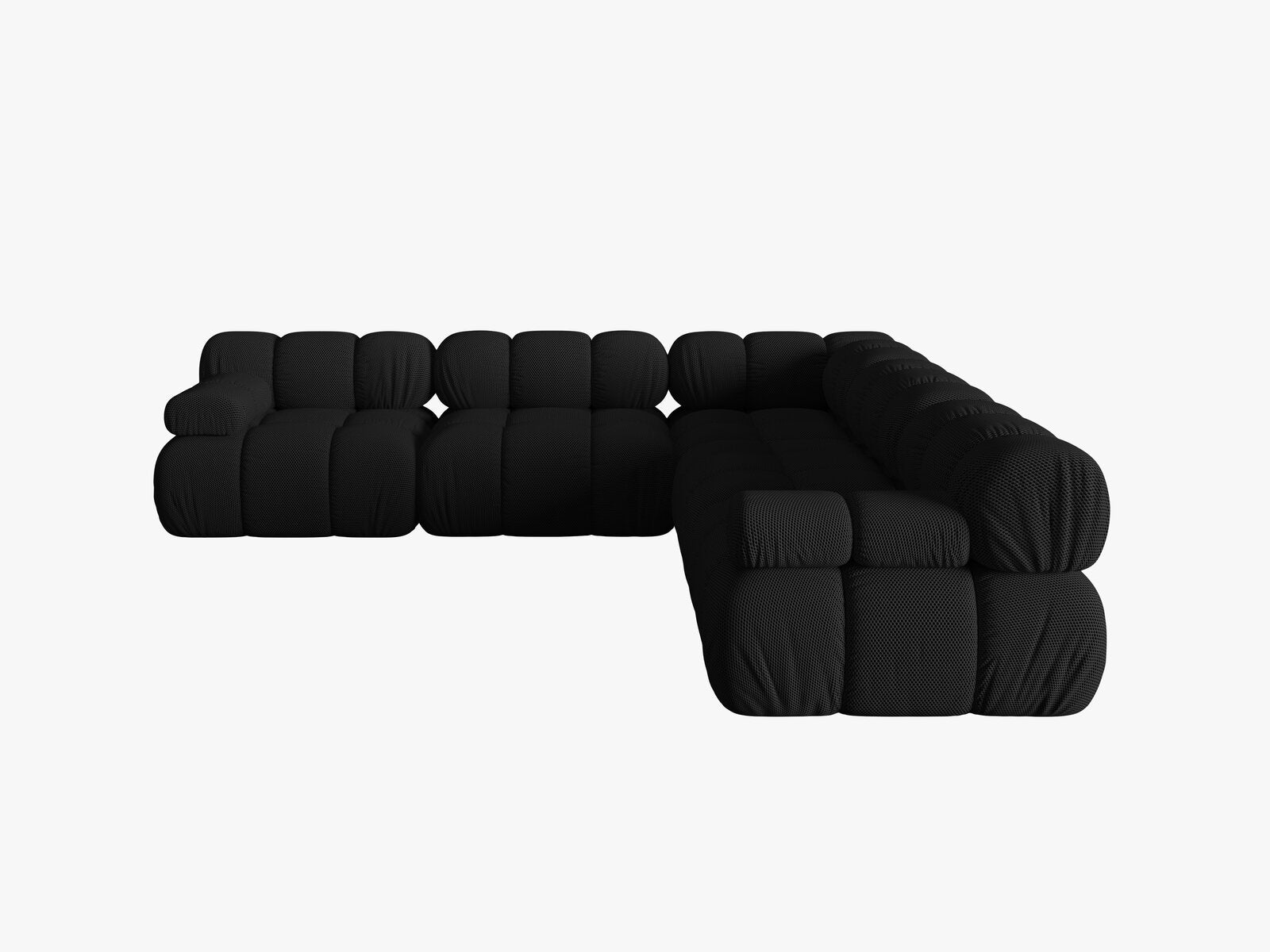 Micadoni Symmetrisches Ecksofa Bellis 5-Sitzer 3D-Stoff Sonic Schwarz
