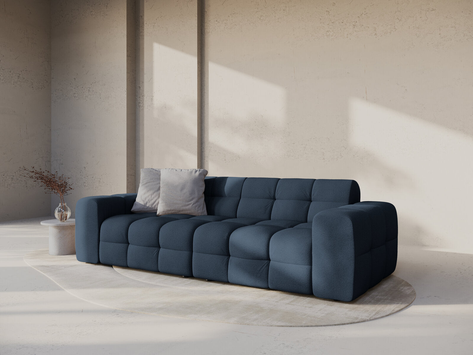 Micadoni Sofa Kendal 4-Sitzer Strukturierter Stoff Marineblau