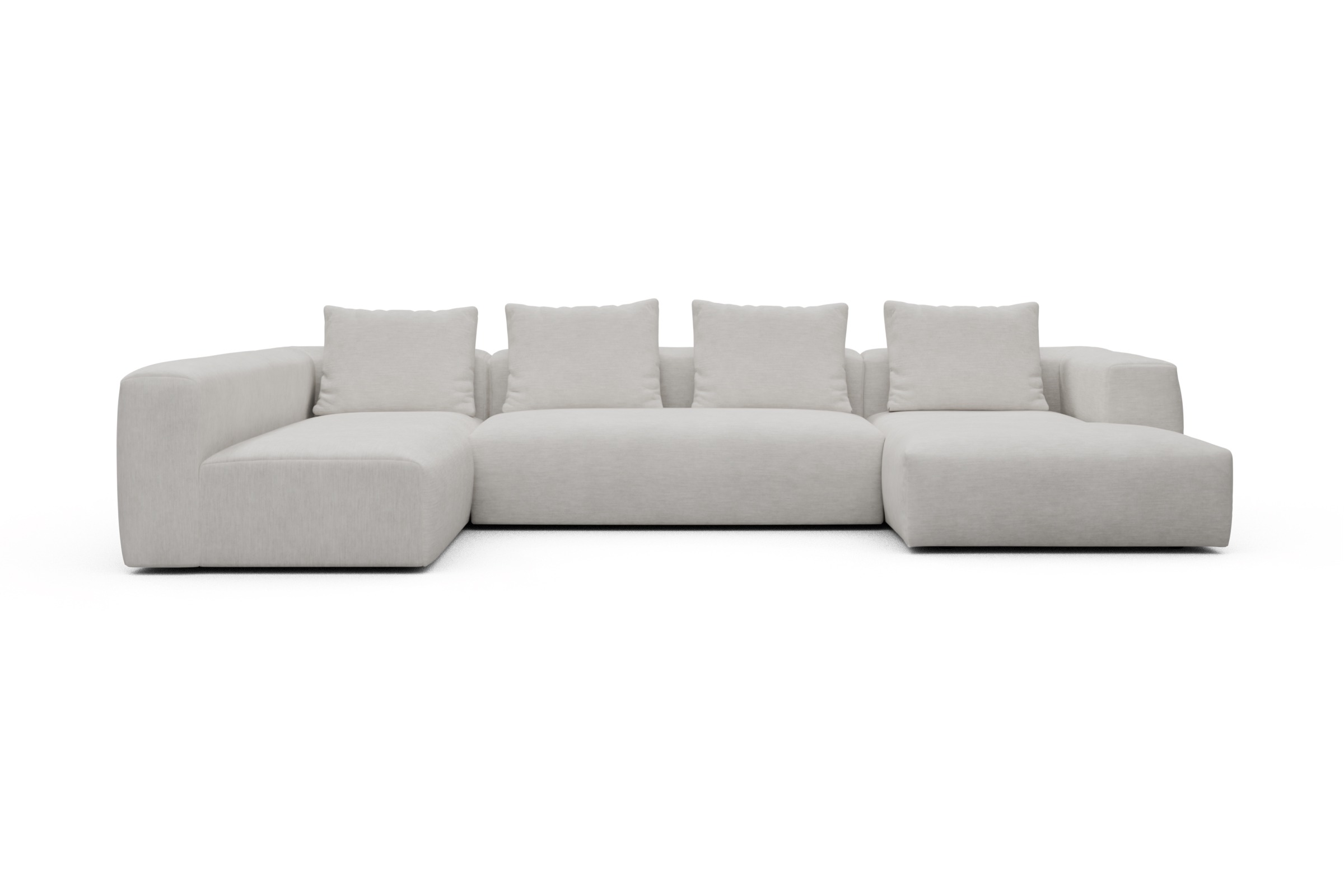 Skandi Home Wohnlandschaft Fred Chaiselongue rechts mit 2-Sitzer und lange Armlehne links Vivus-Dusty-Off-White moebelfaktor